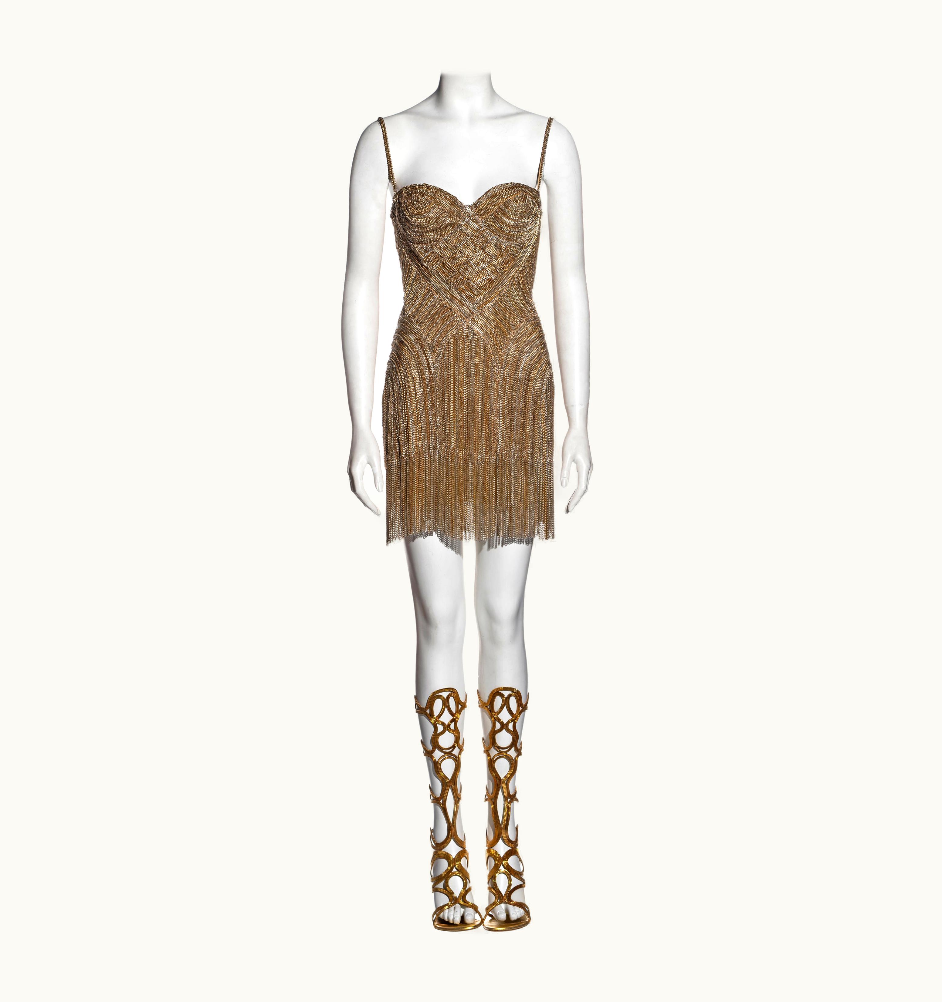 Alexander McQueen Alexander McQueen Gold Metal Chain Evening Mini Dress, S/S 2006