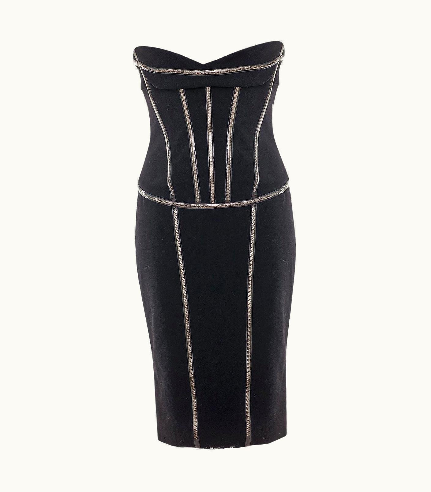 Dolce & Gabbana 2007 Dolce & Gabbana Chain Embellished Black Corset Dress