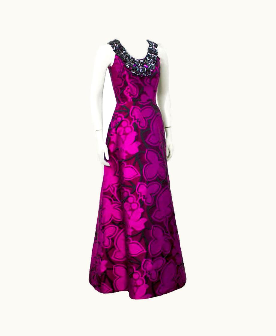 Oscar De La Renta 2007 Oscar De La Renta Purple Tone Gown With Jewel Collar