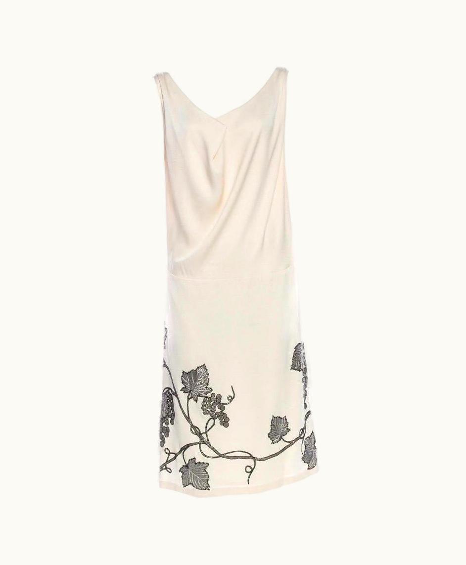 Alexander McQueen Alexander McQueen 2007 Vintage Greek Goddess Silk Dress With Grape Appliqué