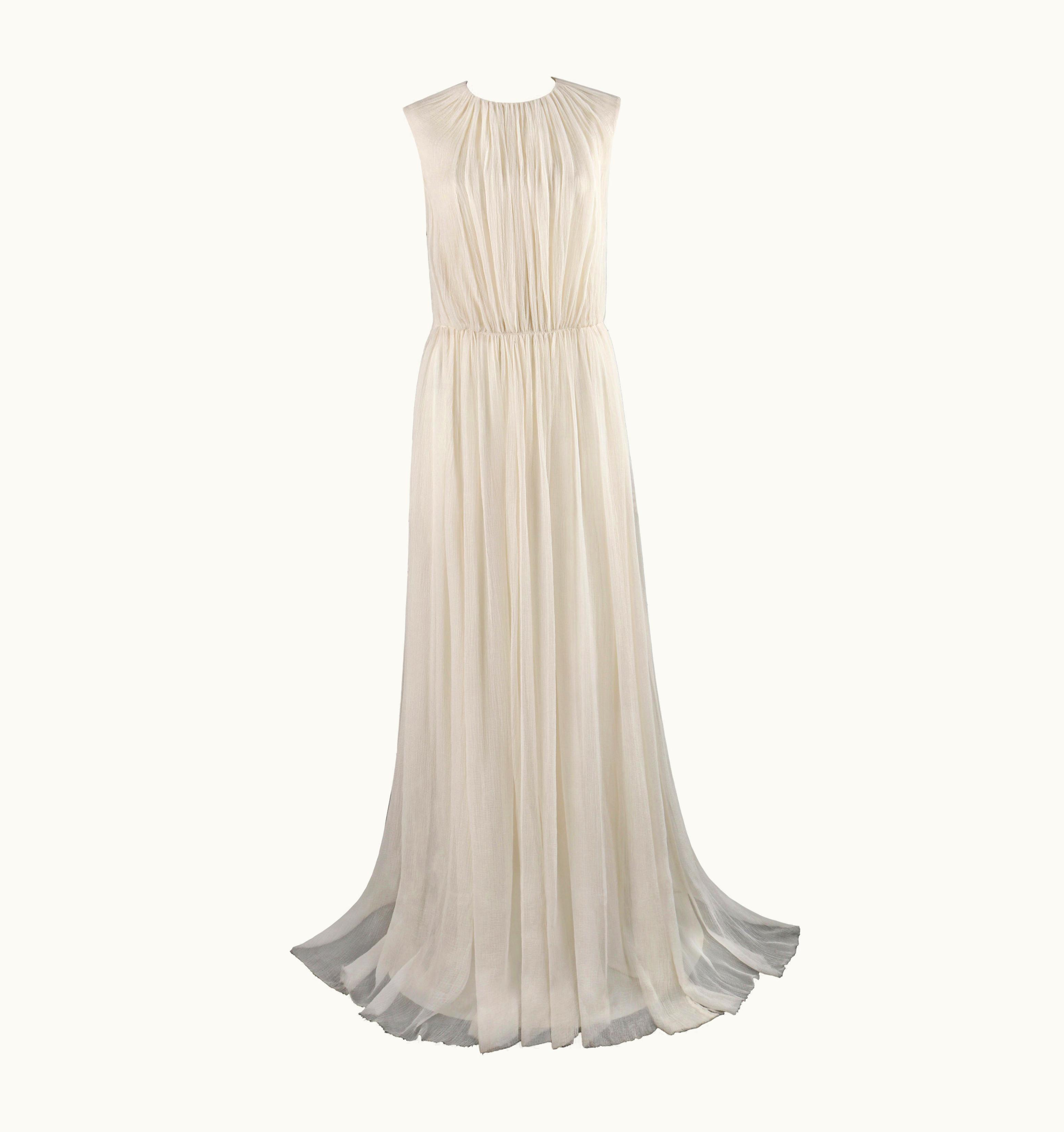 Alexander McQueen Alexander McQUEEN S/S 2007 Ivory Silk Chiffon Full Length Ballgown Dress Gown
