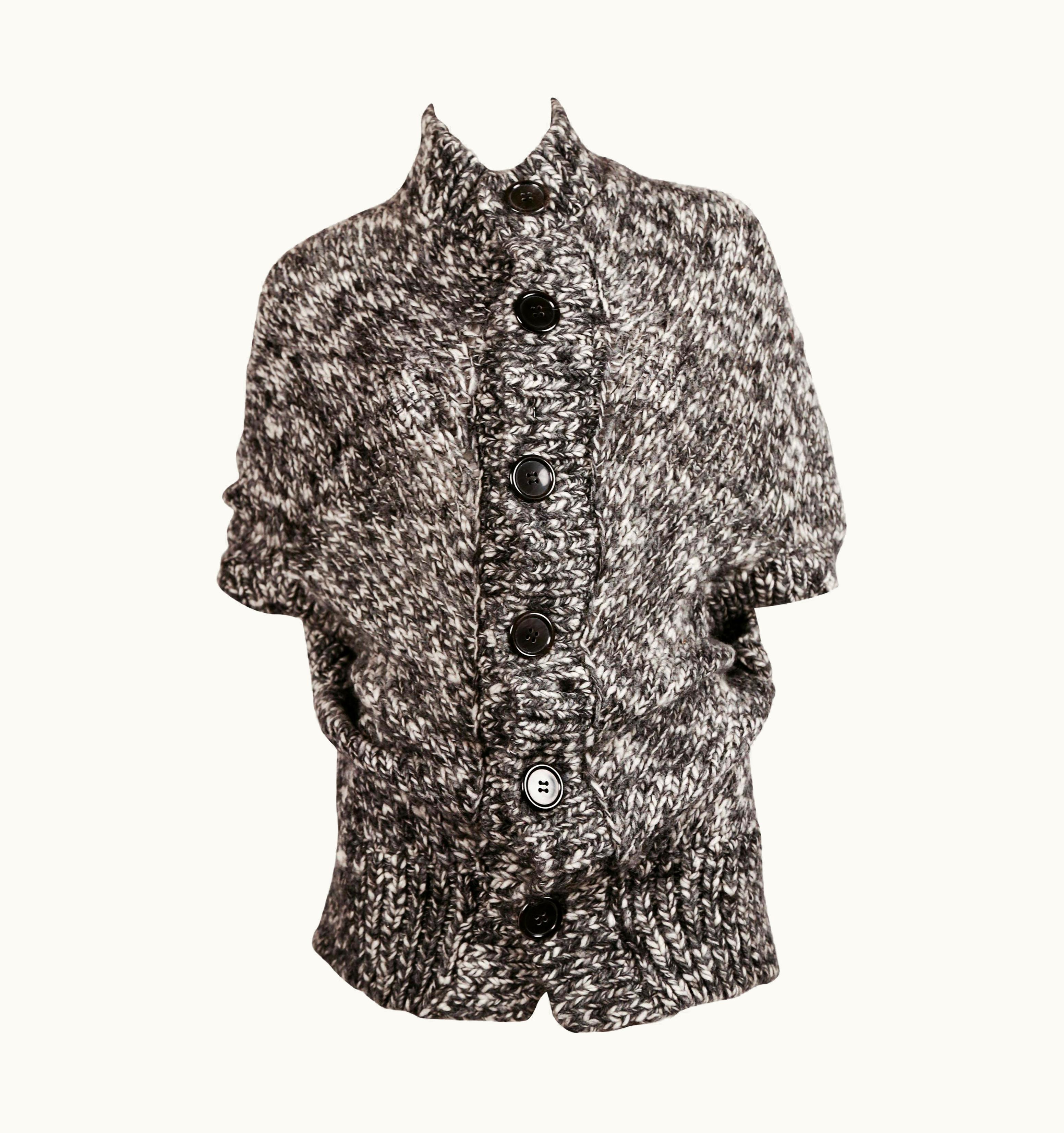 Junya Watanabe 2008 Junya Watanabe Grey Marled Knit Poncho Sweater