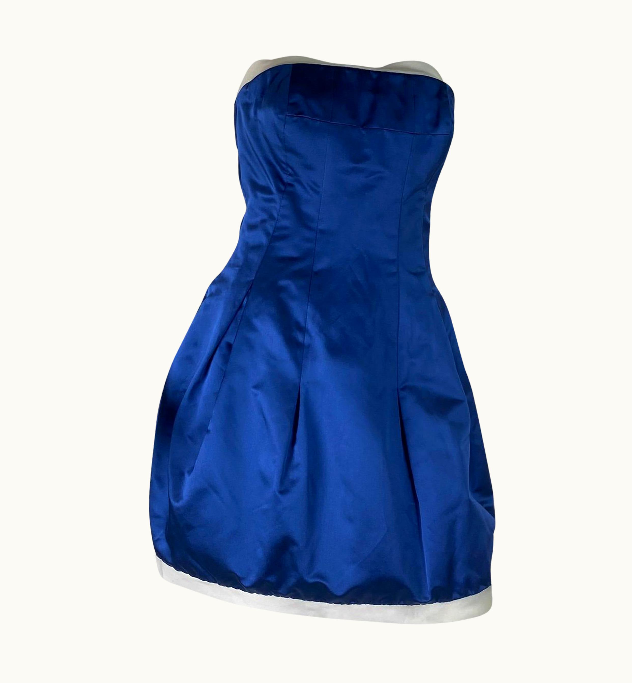 Alexander McQueen Alexander McQueen 2008 Collection Silk Blue Corset Mini Pleated Dress It