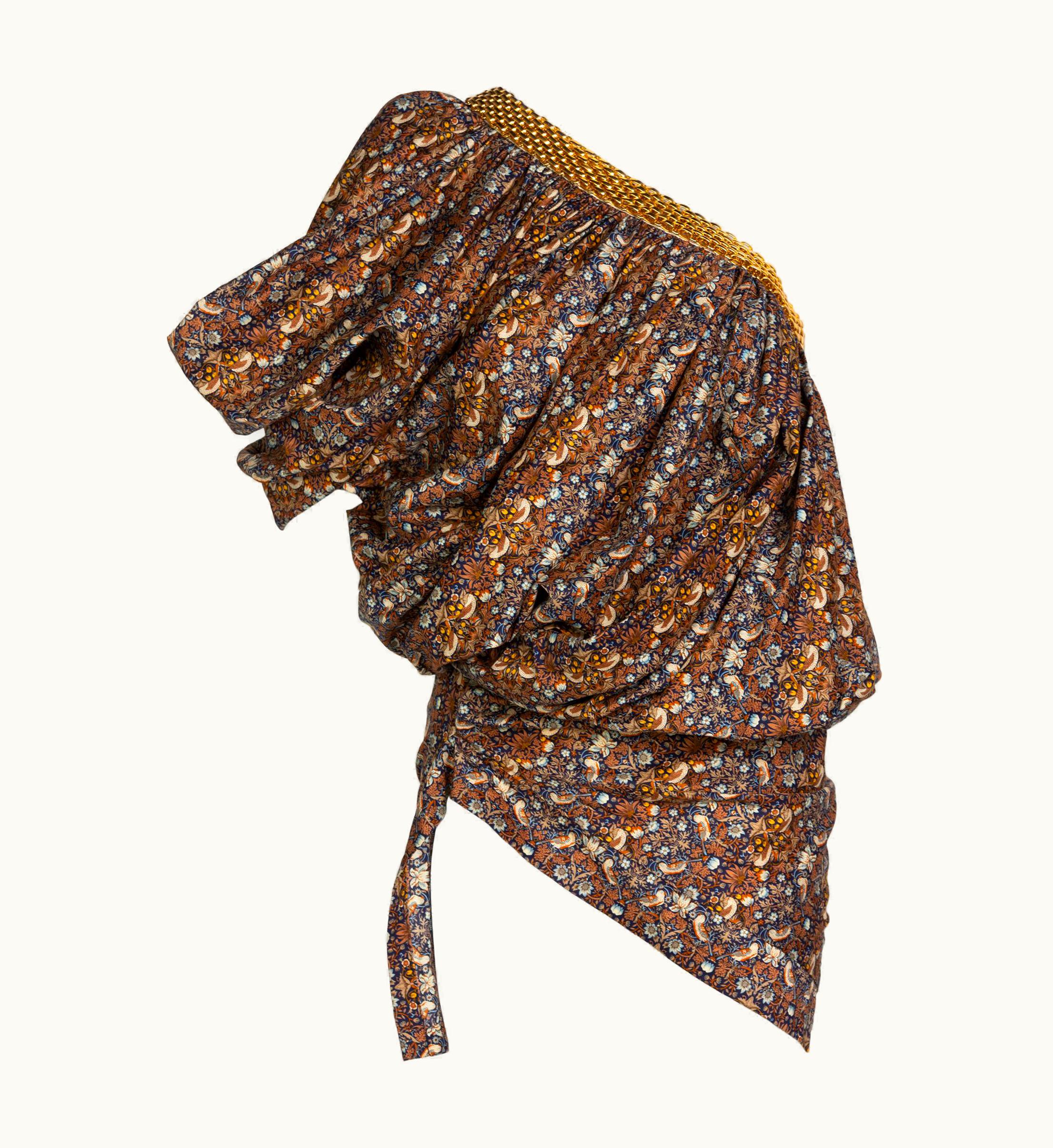 Comme Des Garçons Junya Watanabe Comme Des Garcons Liberty Cotton One-shoulder Chain Top 2008