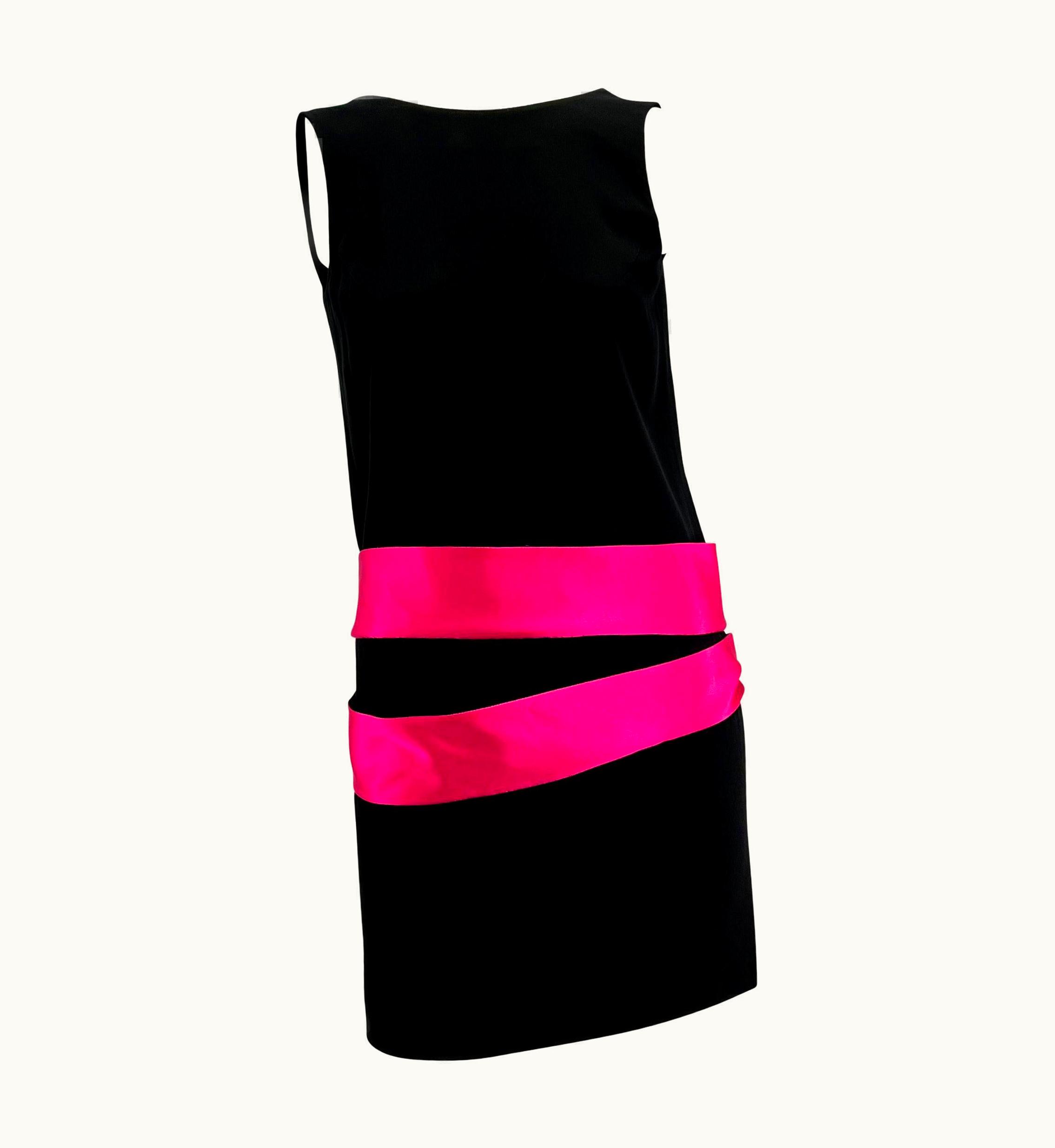 Alexander McQueen S/S 2008 Alexander McQueen 'La Dame Bleue' Pink Satin Ribbon Black Dress