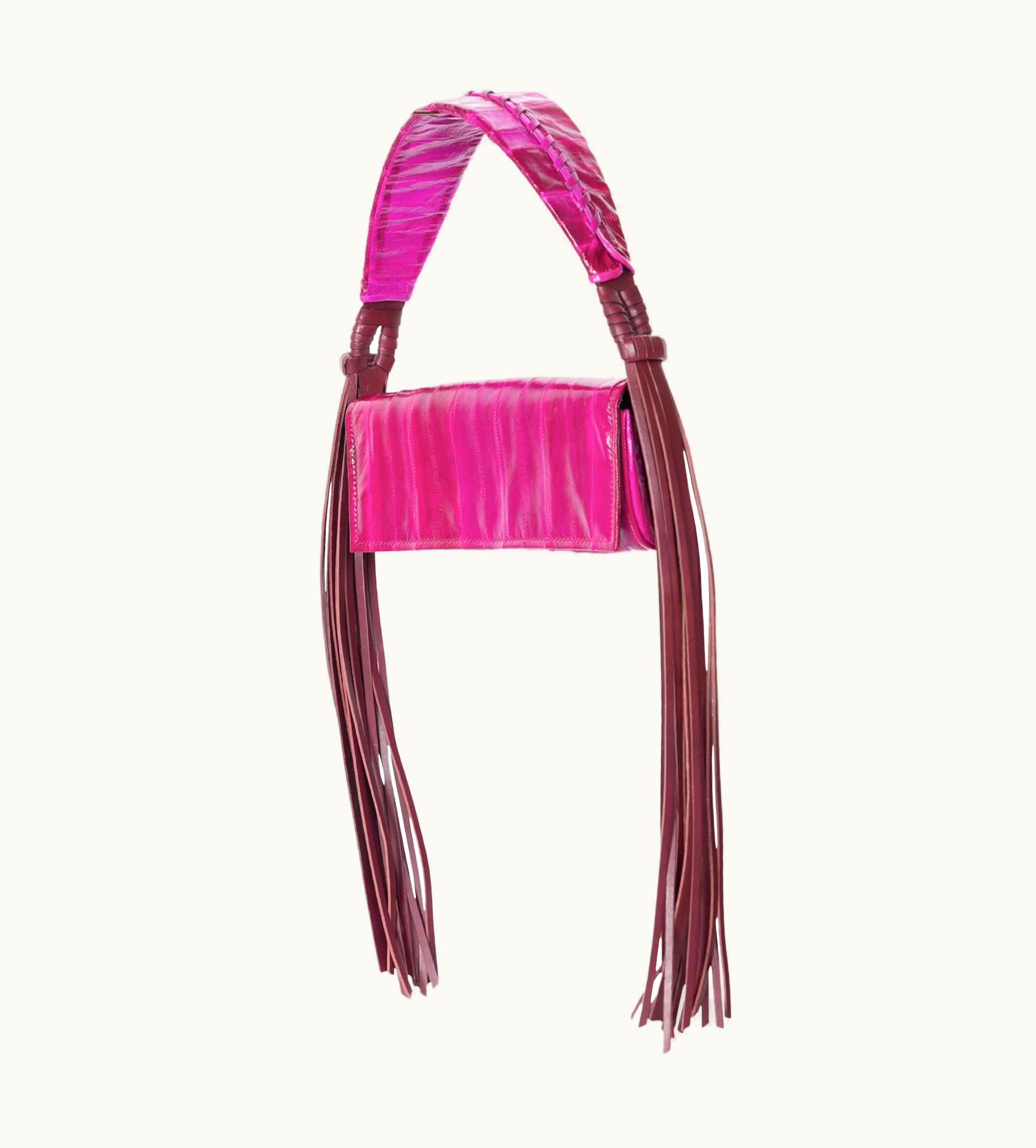 Givenchy Givenchy Magenta Eel Skin Leather Fringe Shoulder Bag 2009 UZ0603265