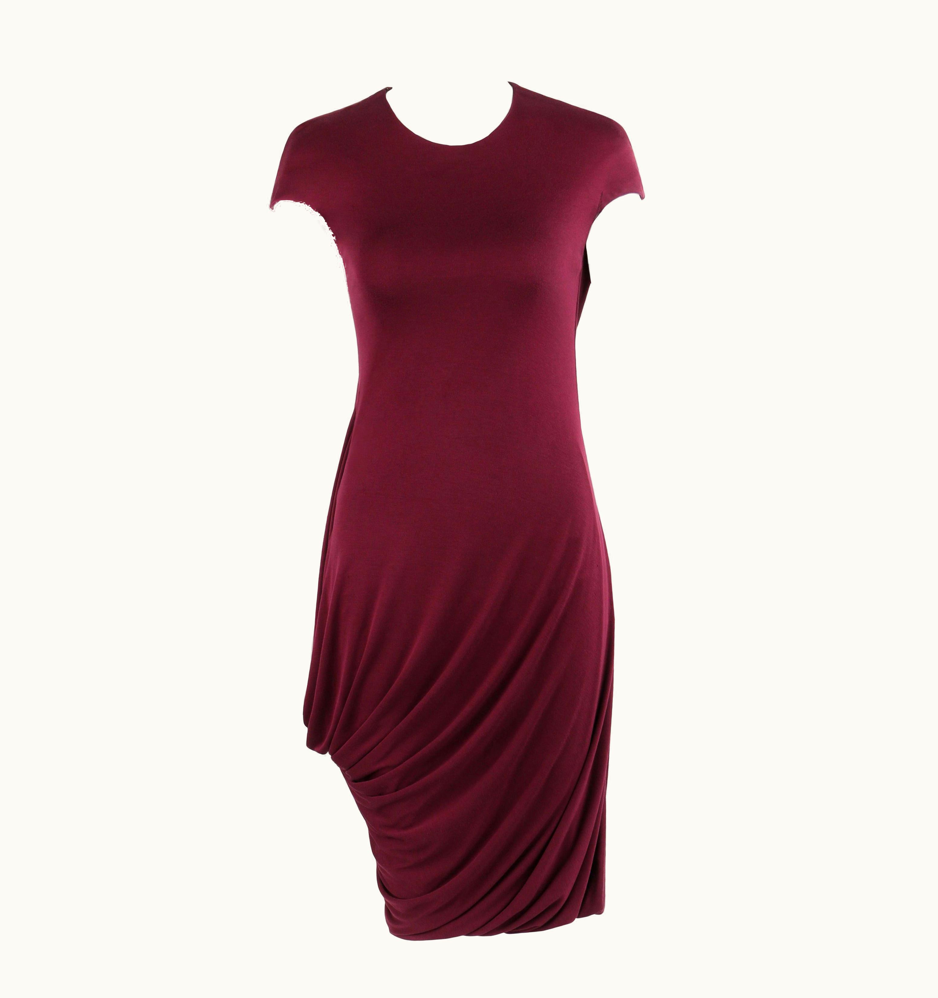 Alexander McQueen Alexander McQUEEN AW 2009 Burgundy Asymmetrical Draped Midi Dress