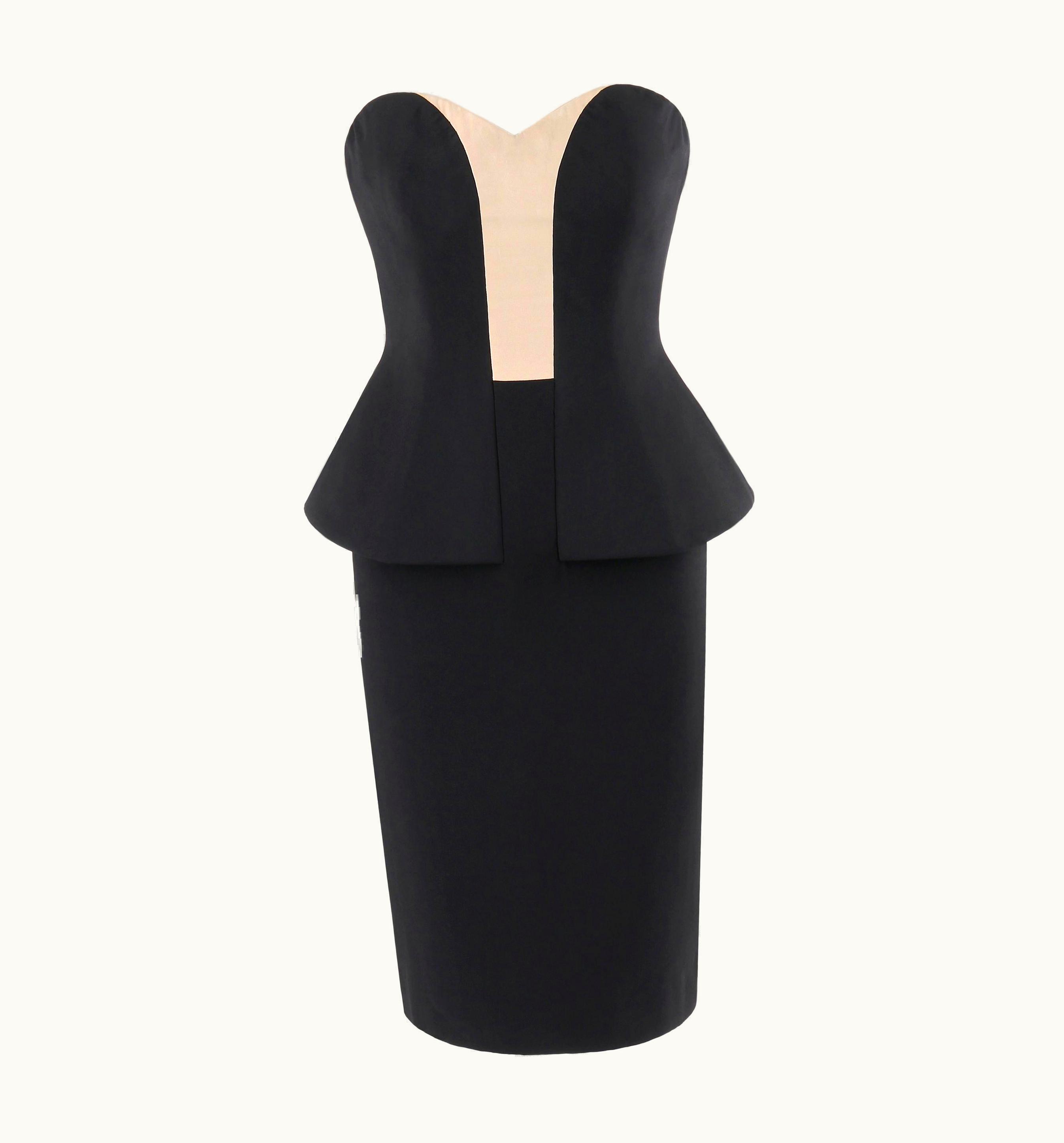 Alexander McQueen Alexander McQUEEN Resort 2009 Black Tan Strapless Bustier Corset Peplum Dress