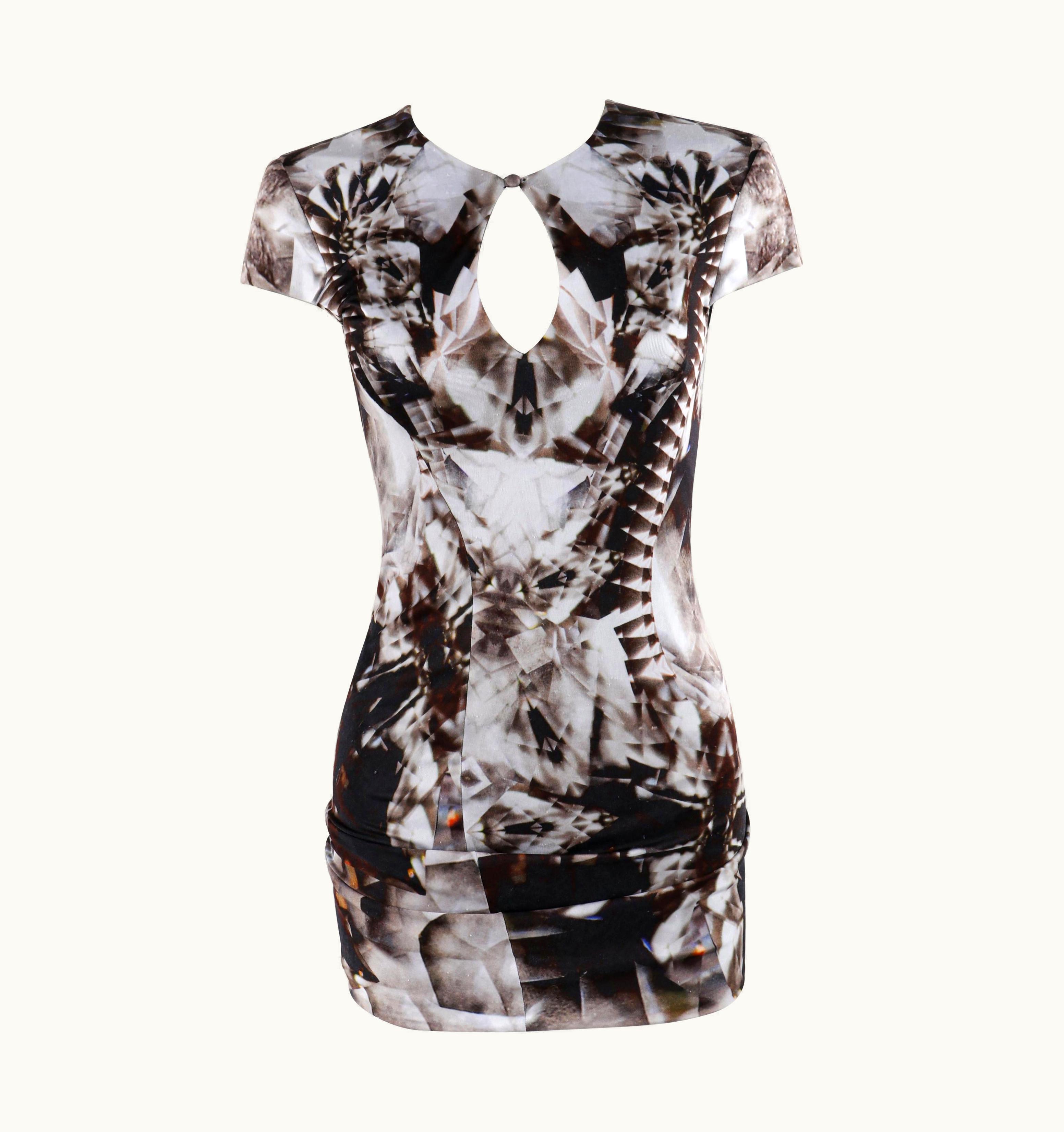 Alexander McQueen Alexander McQUEEN S/S 2009 Black White Skeleton Kaleidoscope Twisted Draped Top