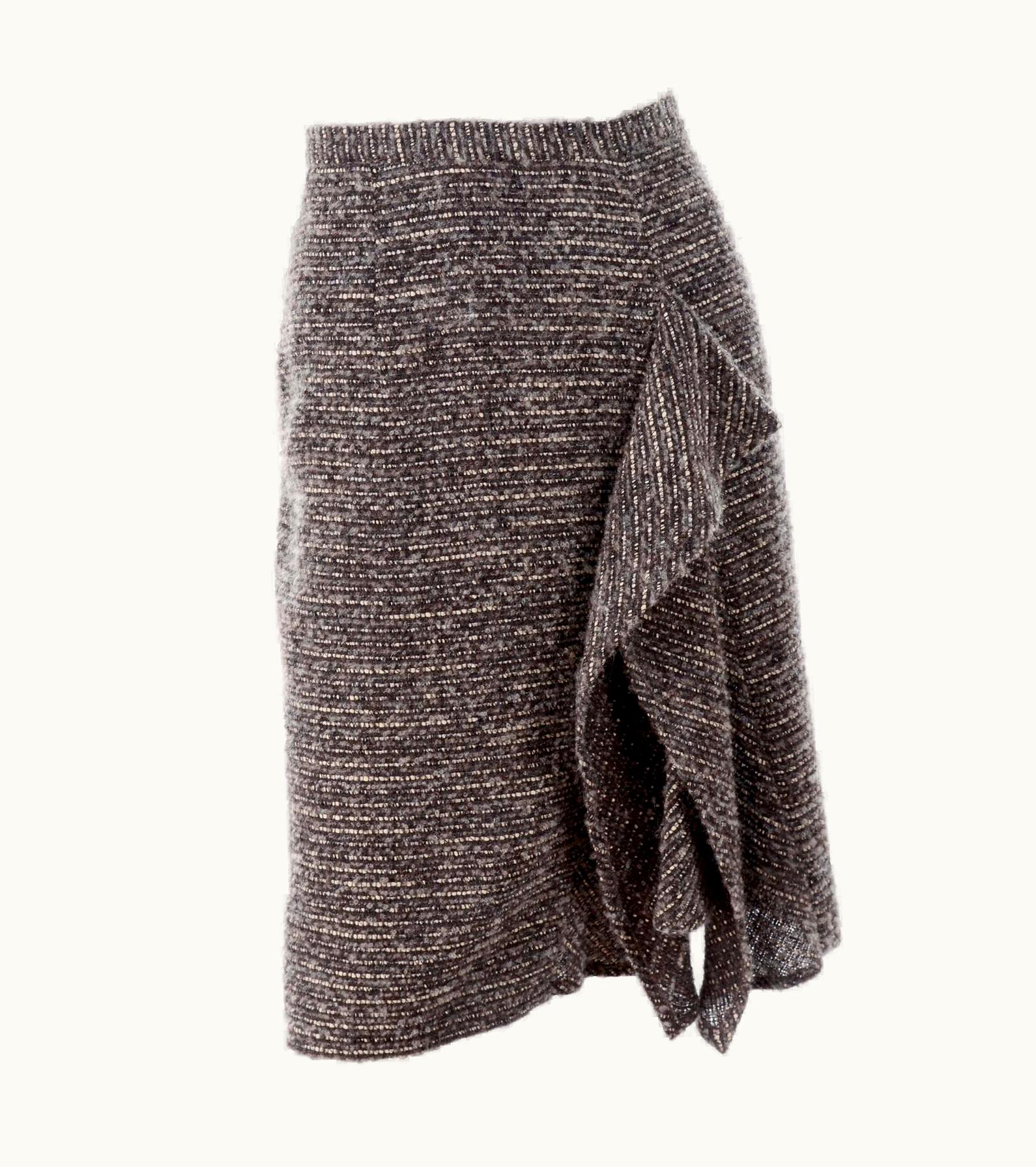 Oscar De La Renta Pre-Fall 2009 Oscar De La Renta Brown & Cream Wool Mohair Alpaca Tweed Skirt