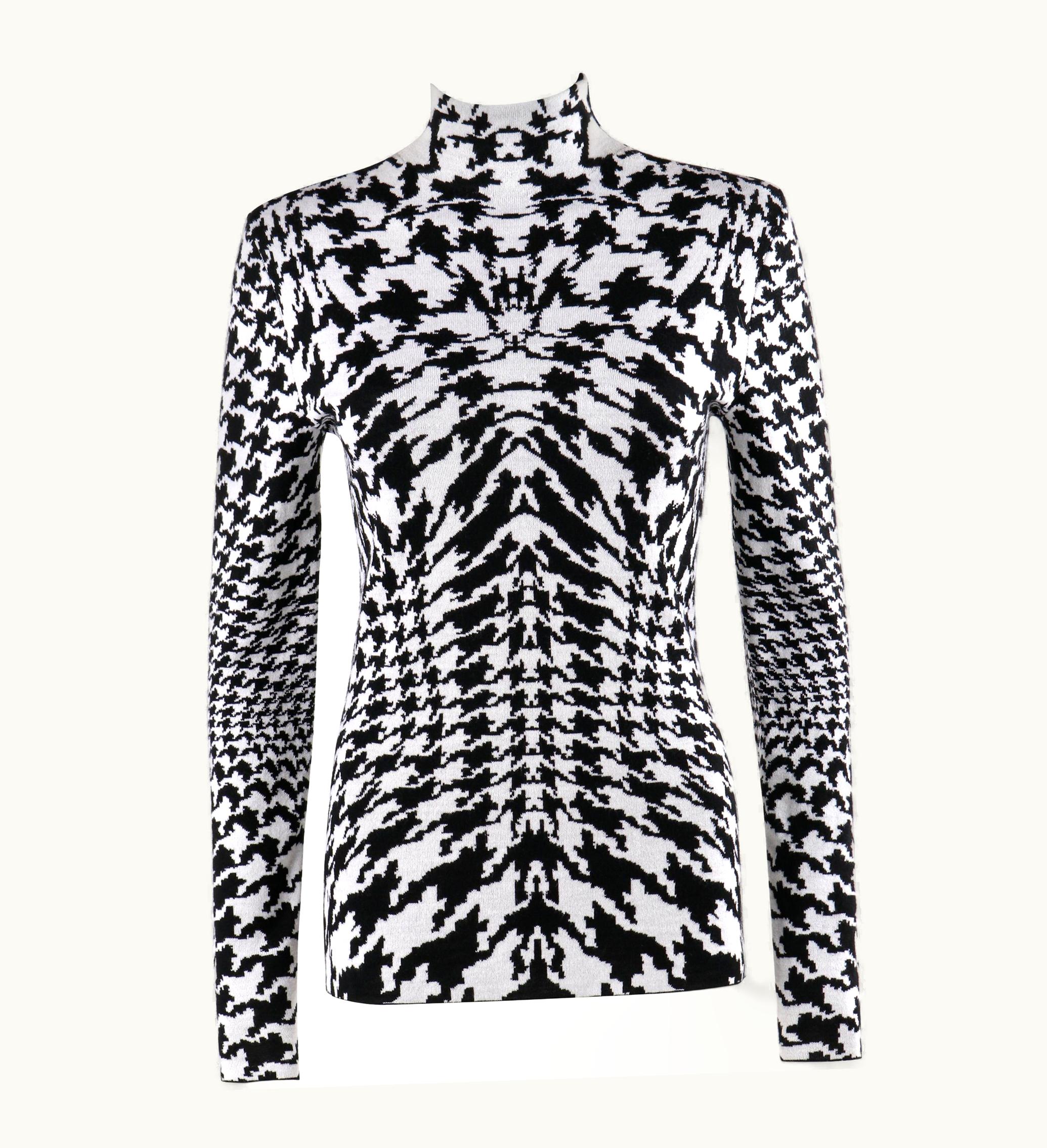 Alexander McQueen Alexander McQUEEN AW 2009 "Horn Of Plenty" Dogtooth Knit Mock Neck Sweater Top