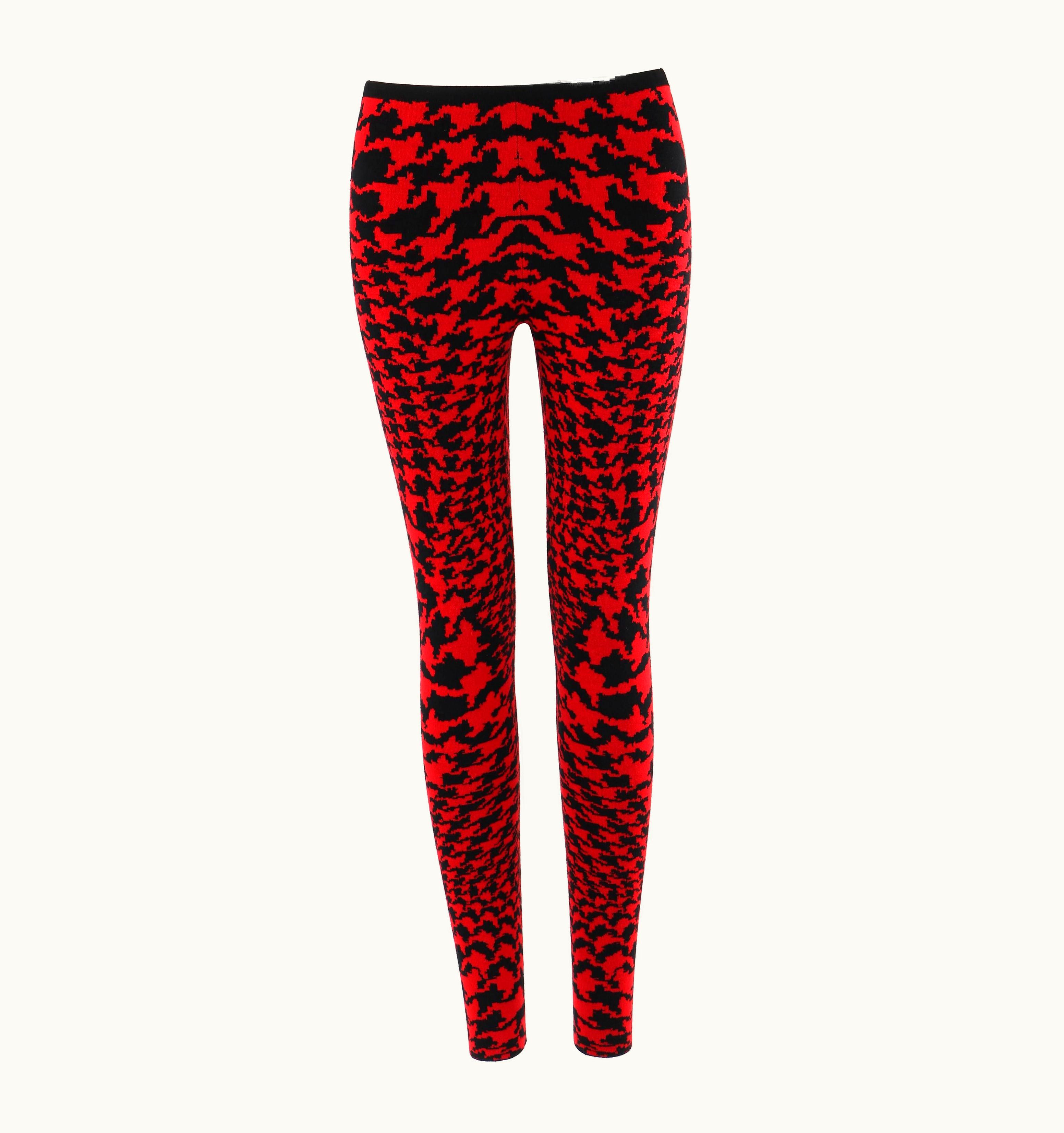 Alexander McQueen Alexander McQUEEN AW 2009 "The Horn Of Plenty" Red Houndstooth Knit Leggings