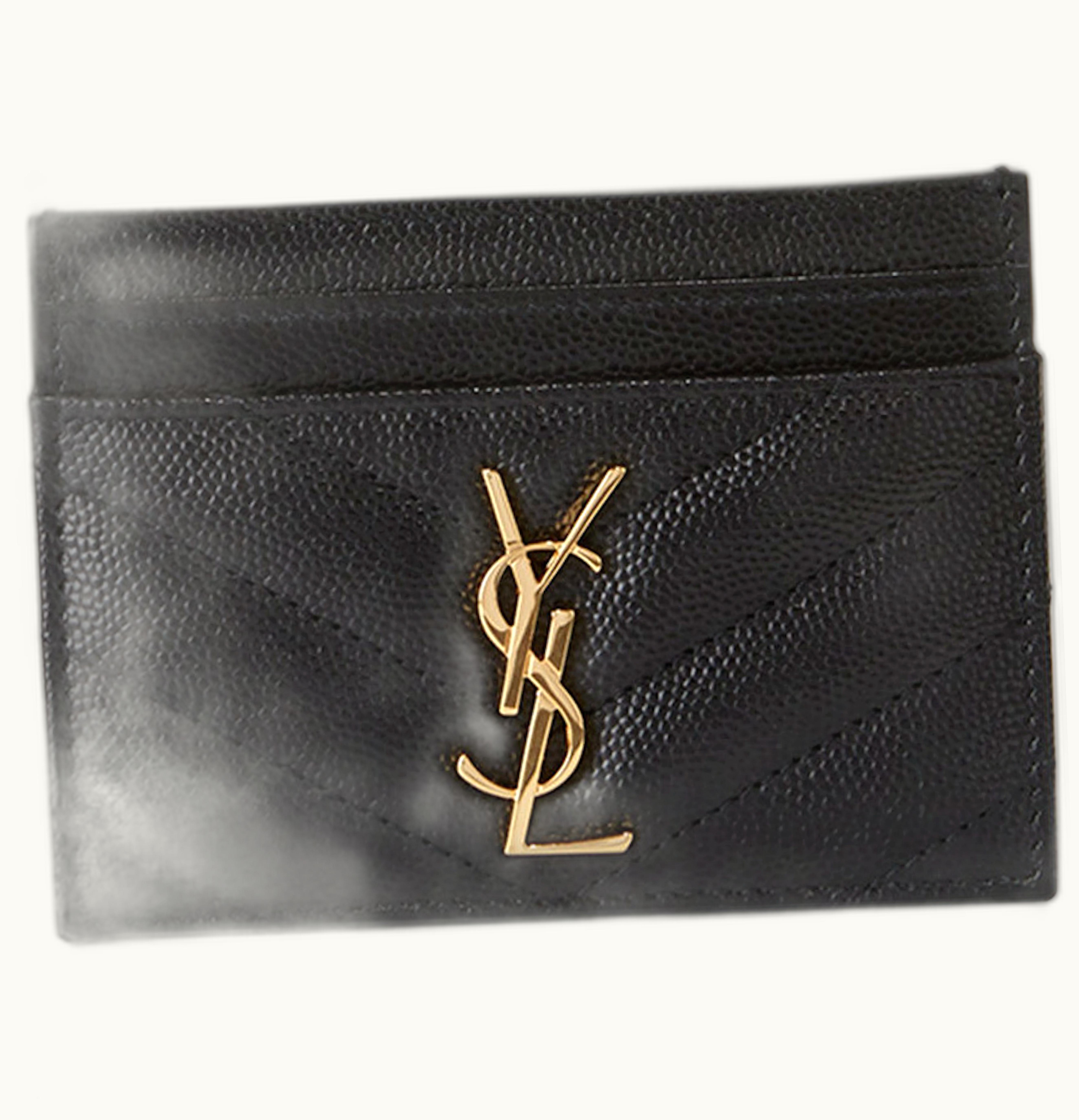 Saint Laurent Saint Laurent Card Case Matelasse Pebbled Black