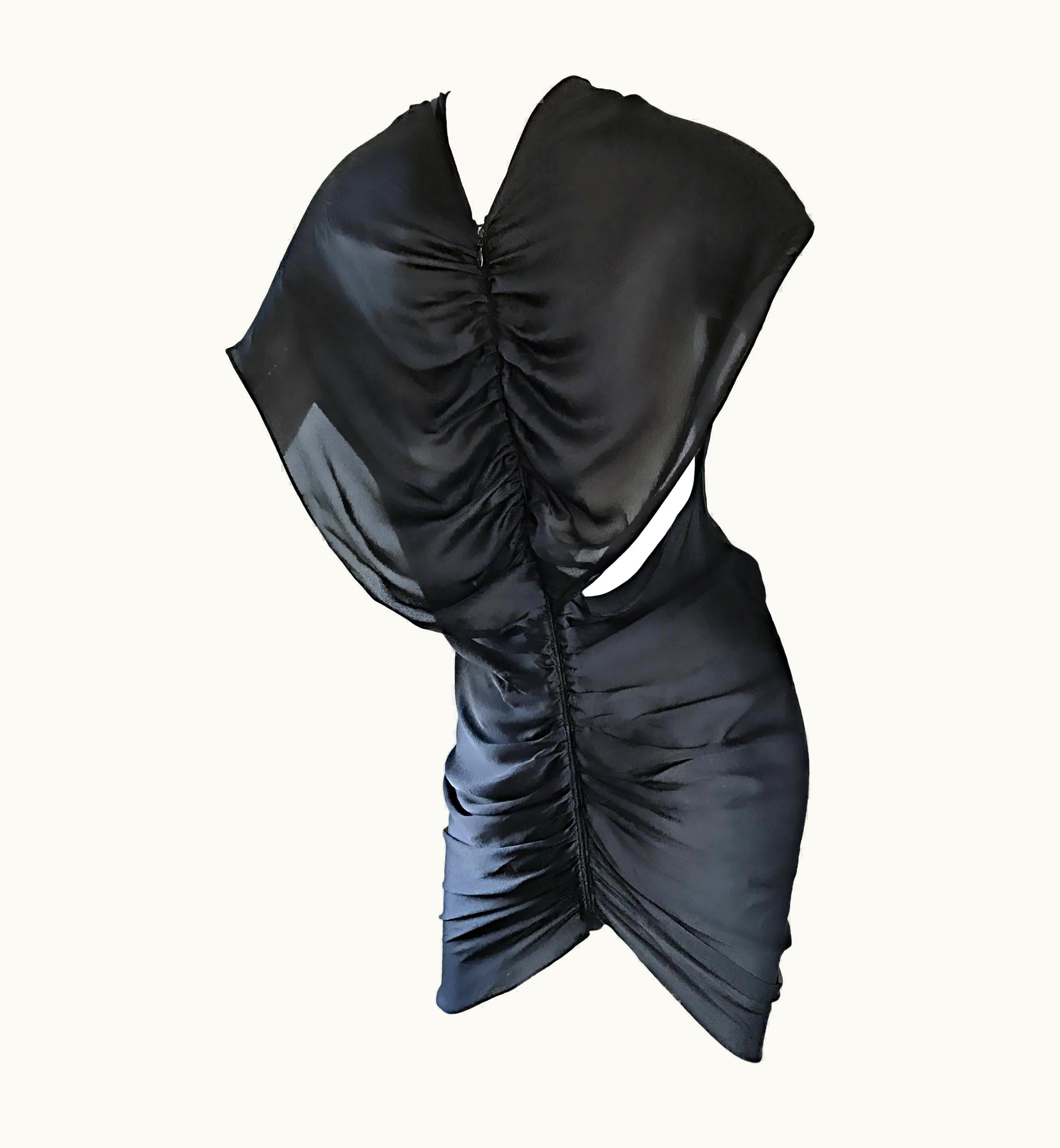 Alexander McQueen Rare Alexander McQueen Black Silk 2010 Black Runway ' Skeleton ' Mini Dress