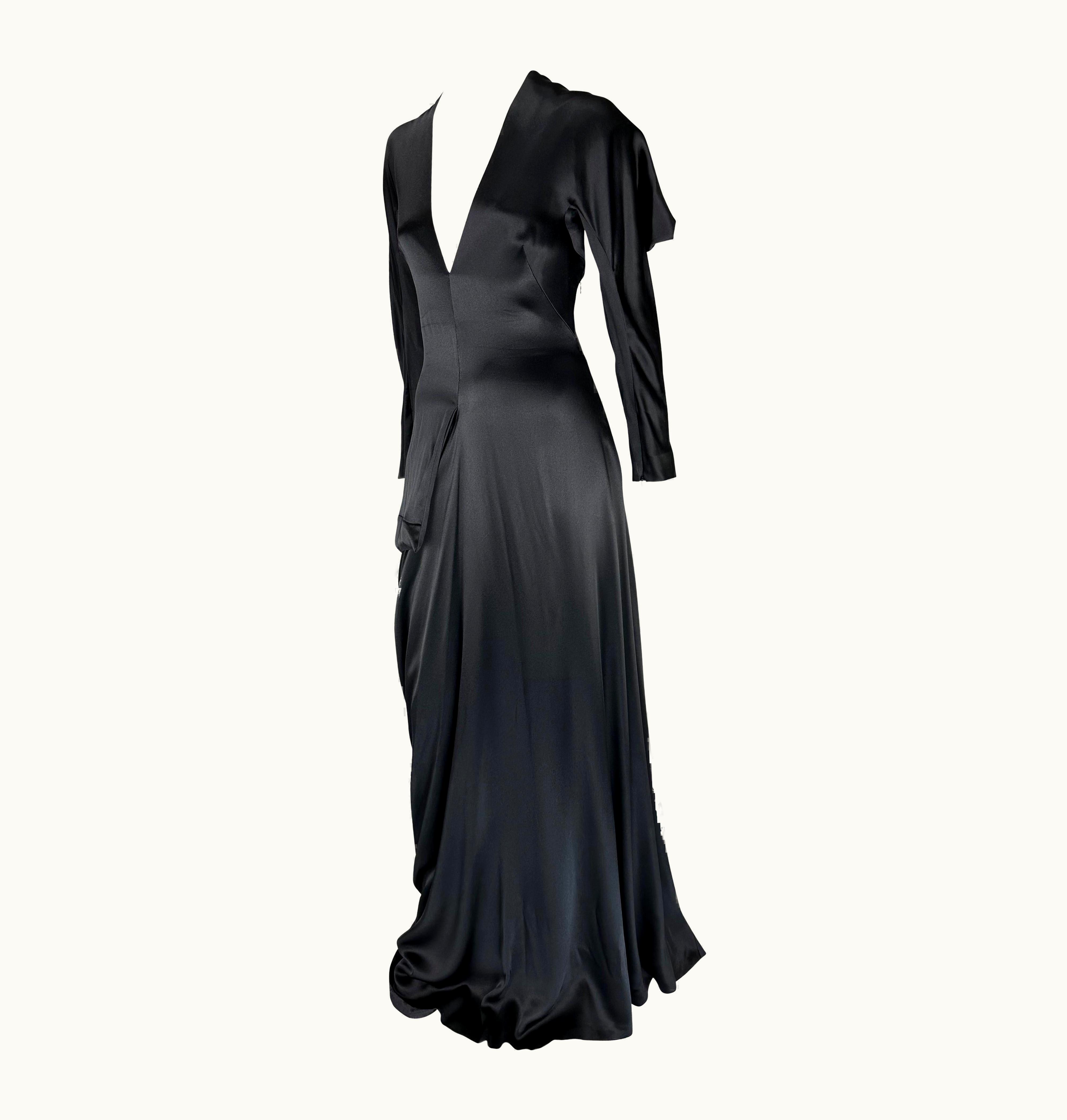 Alexander McQueen AW 2010 Alexander McQueen Angels & Demons Asymmetric Structural Black Silk Gown