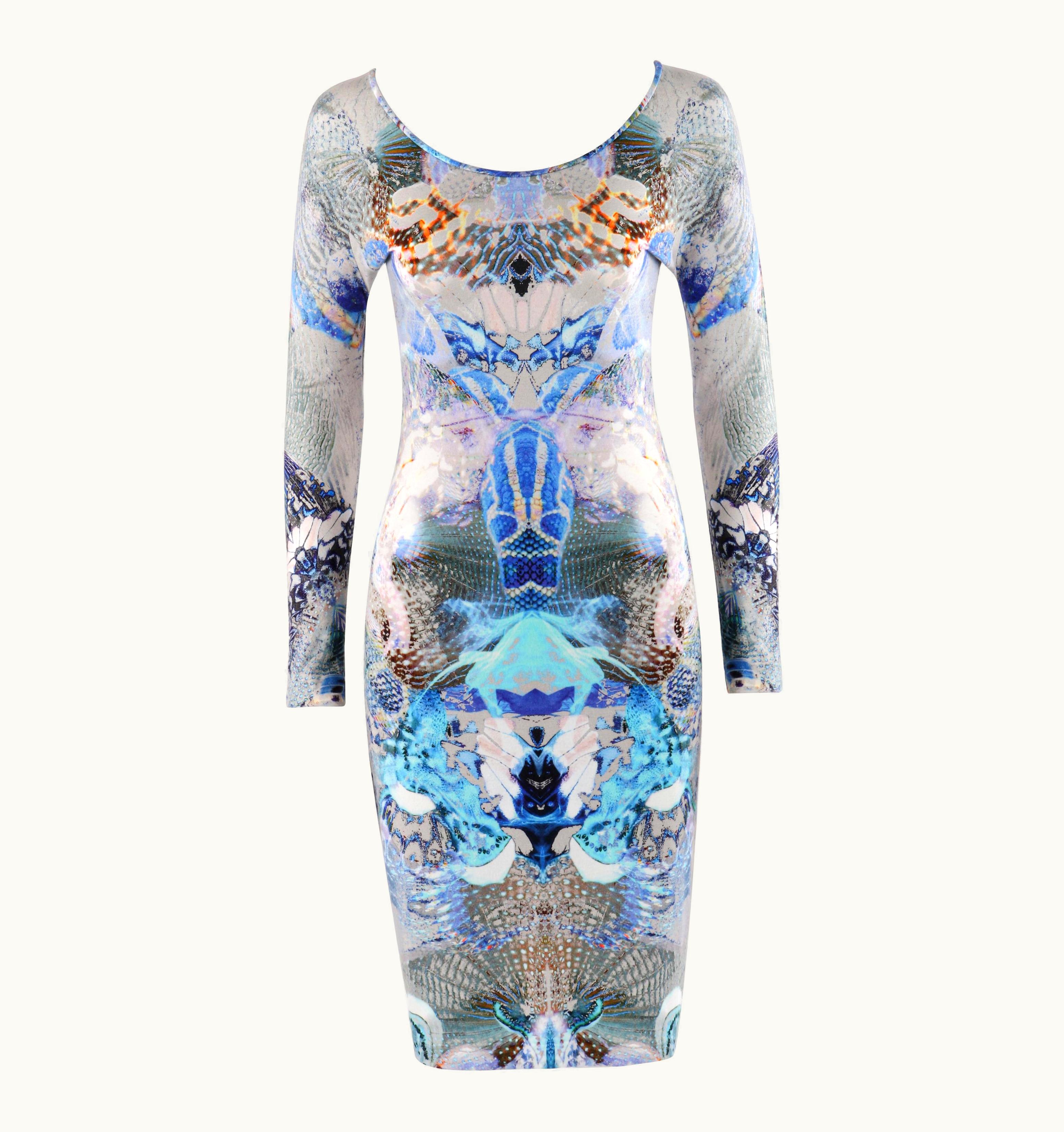 Alexander McQueen Alexander McQUEEN S/S 2010 "Plato' Atlantis" Gray Jellyfish Print Sheath Dress
