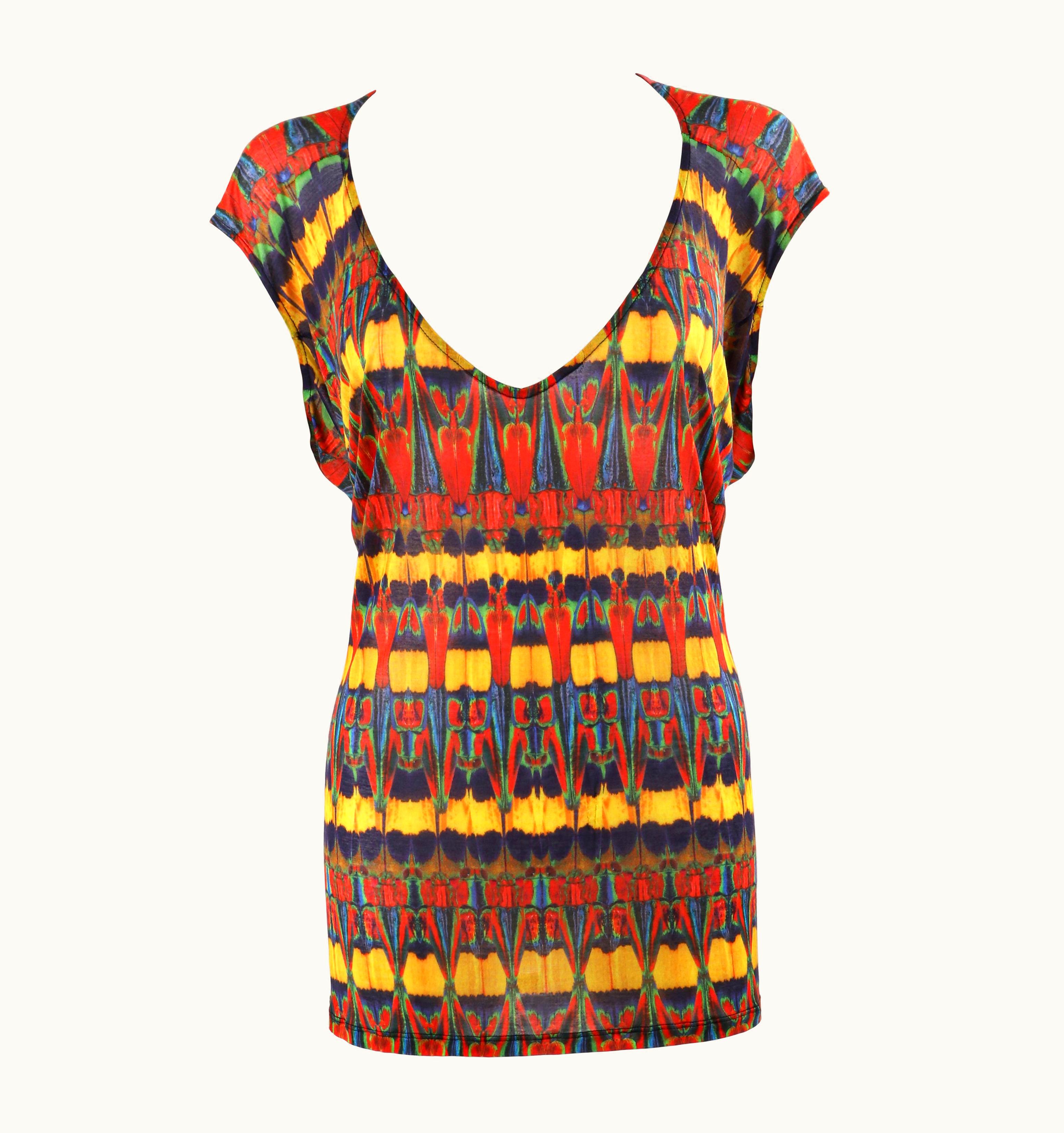 Alexander McQueen Alexander McQUEEN S/S 2010 "Plato' Atlantis" Kaleidoscope Draped V-Neck Top