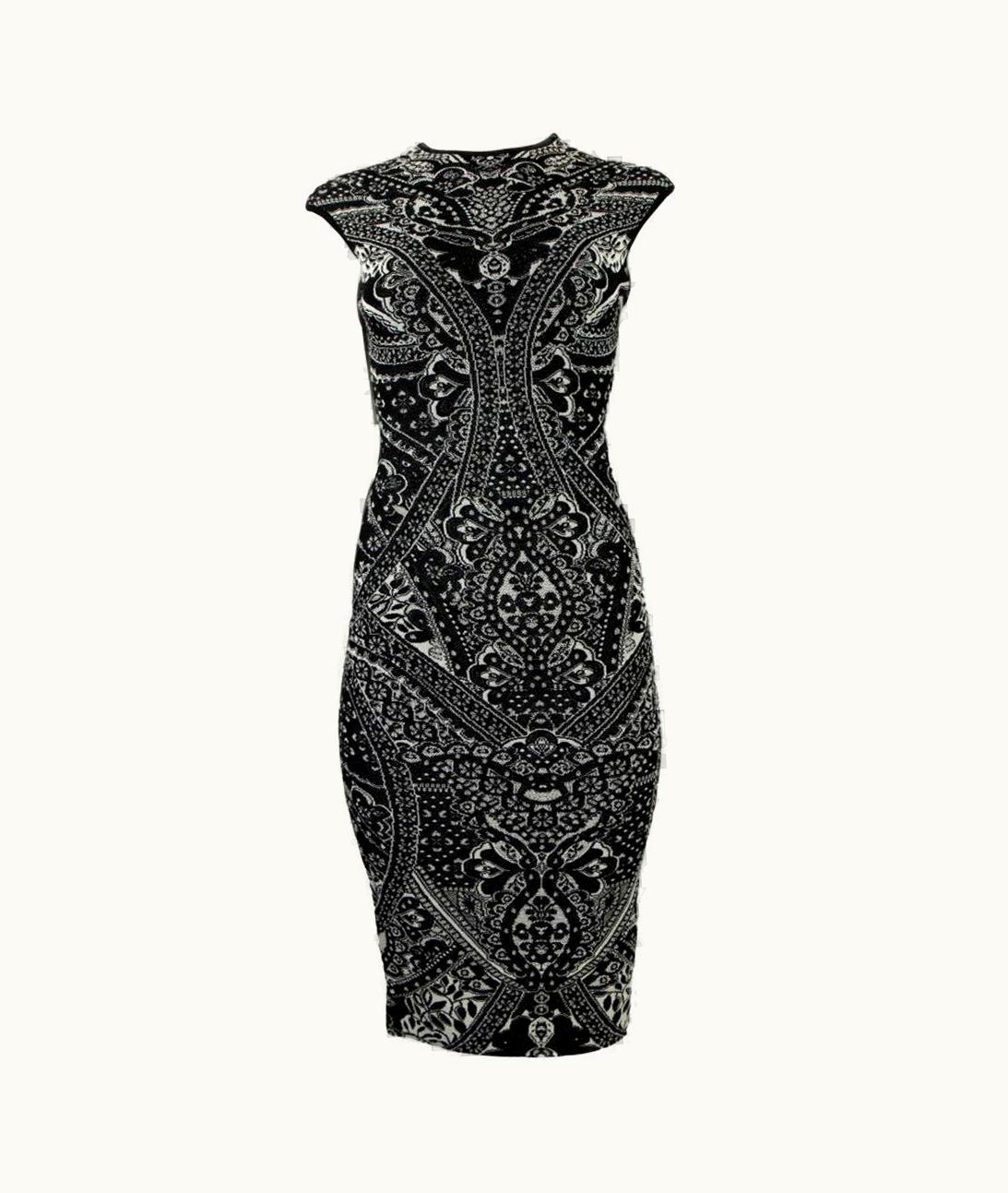 Alexander McQueen Alexander McQueen 2010 Collection Bicolor Print Dress