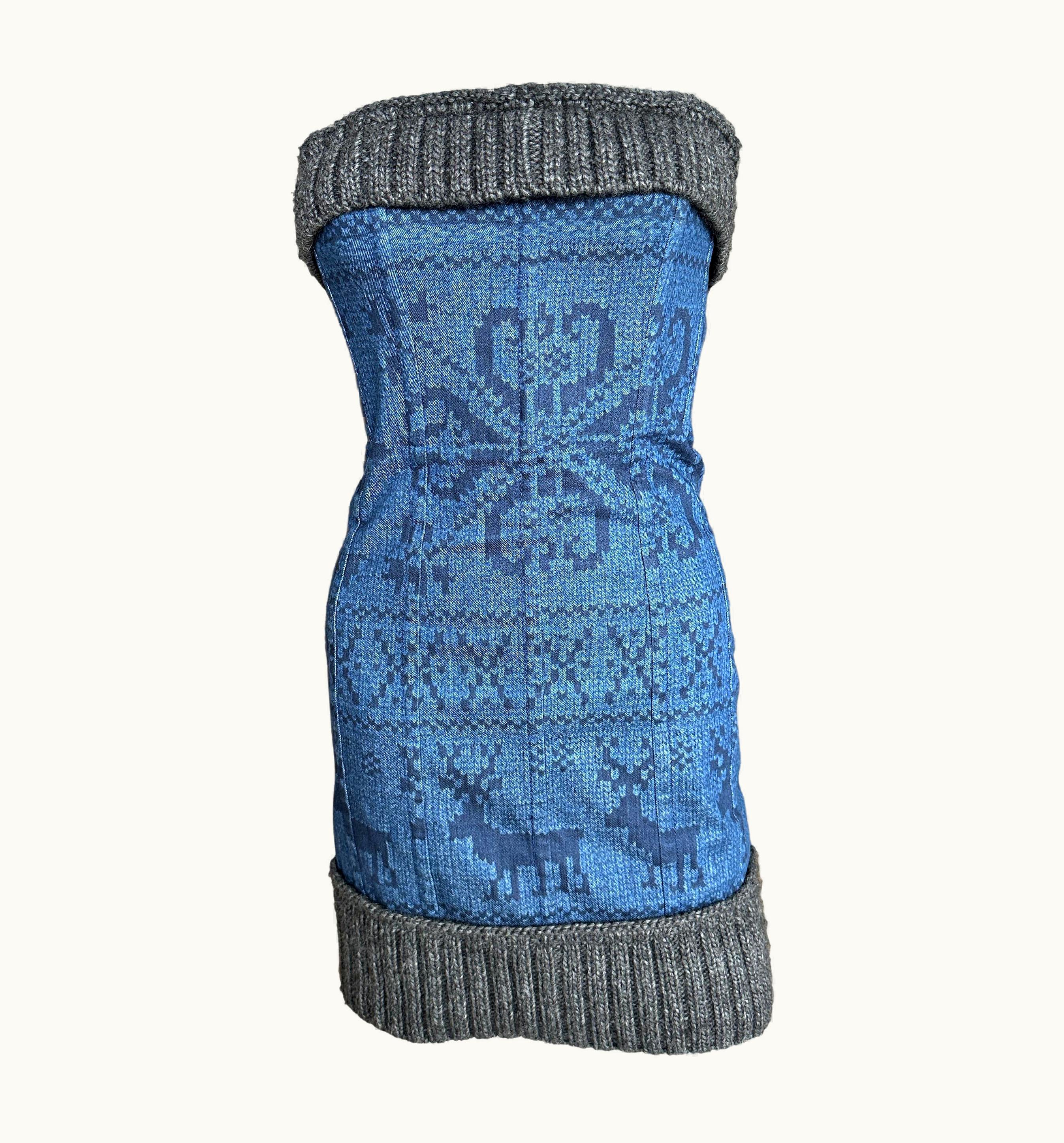 Dolce & Gabbana Dolce And Gabbana AW 2010 Runway Denim And Wool Dress With Boned Corset