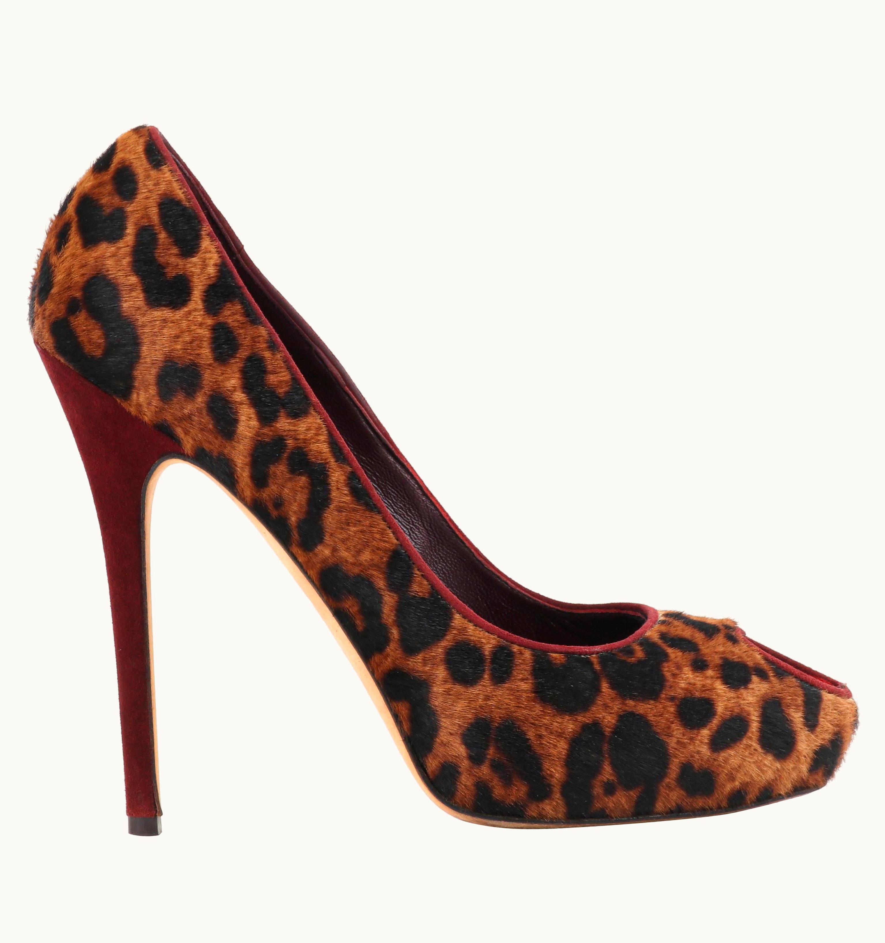 Alexander McQueen Alexander McQUEEN AW 2011 Leopard Pony Hair Heart Peep Toe Platform Pumps Shoes