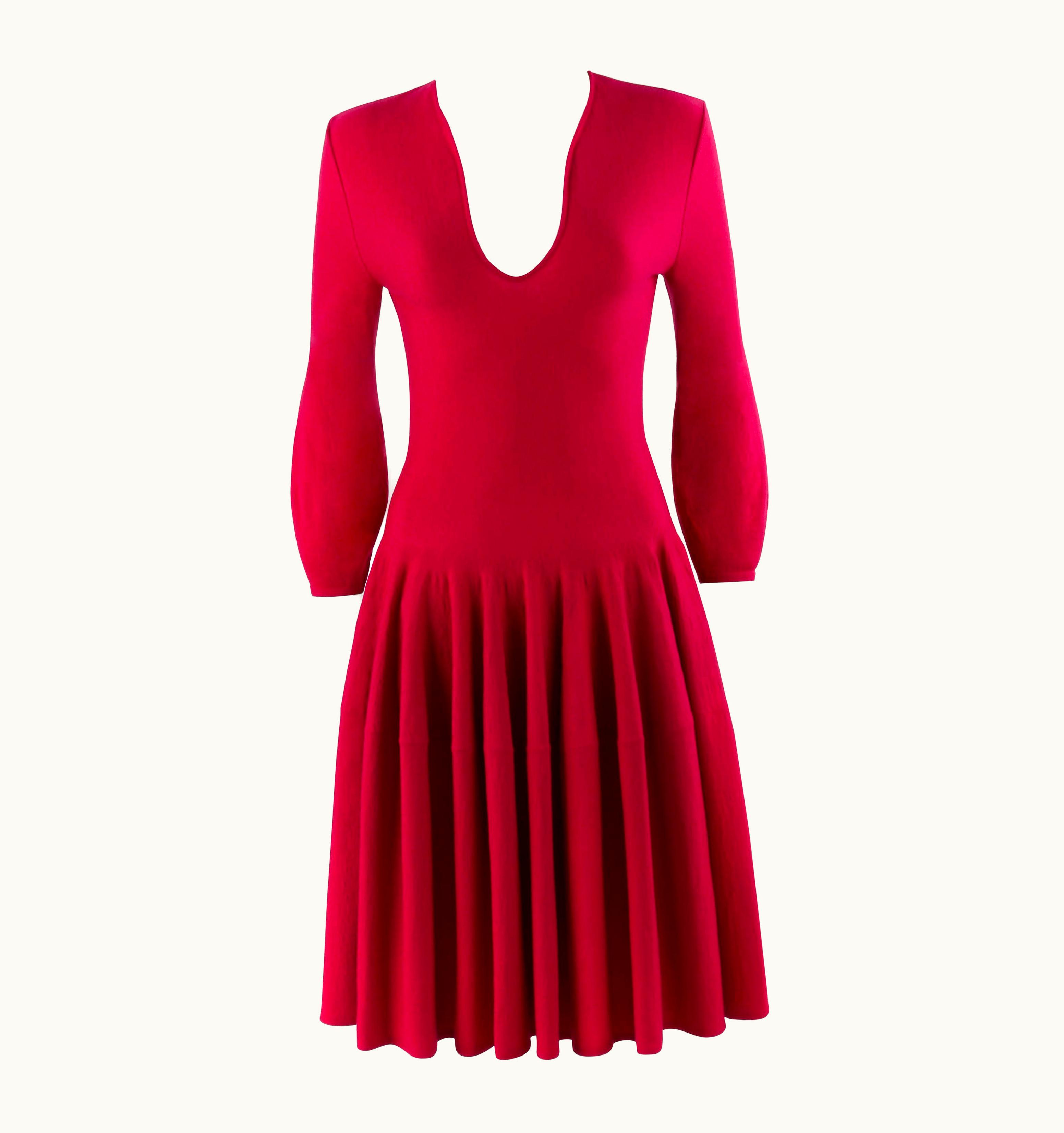 Alexander McQueen Alexander McQUEEN C.2012 Raspberry Pink Fit N Flare Skater Dress Sample