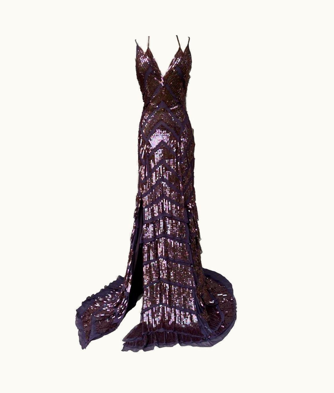 Roberto Cavalli Roberto Cavalli Brown Iridescent Sequin Evening Gown AW 2012 it