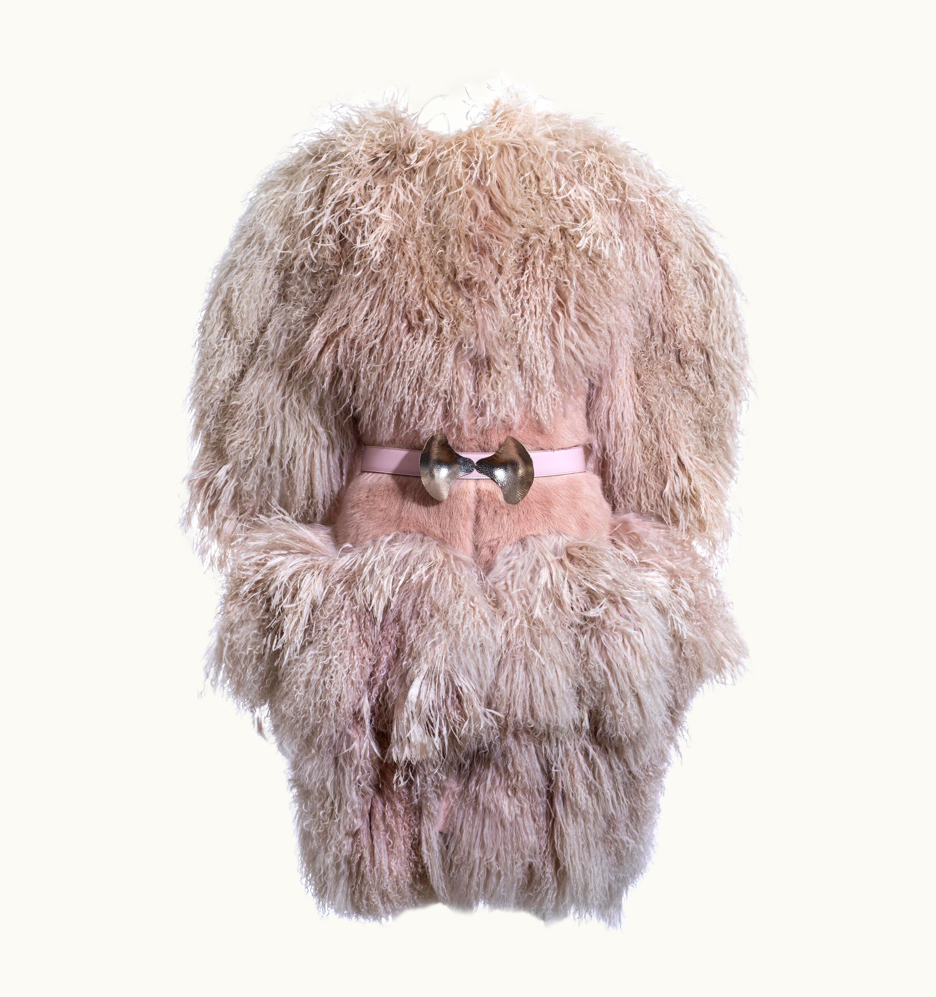 Alexander McQueen Alexander McQueen By Sarah Burton Dusty Pink Fur Coat, AW 2012