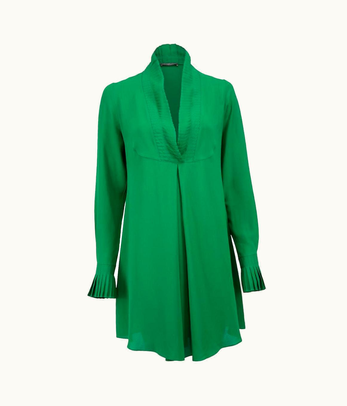Alexander McQueen Alexander McQueen Women' 2012 Green Silk Pleat Accent Dress