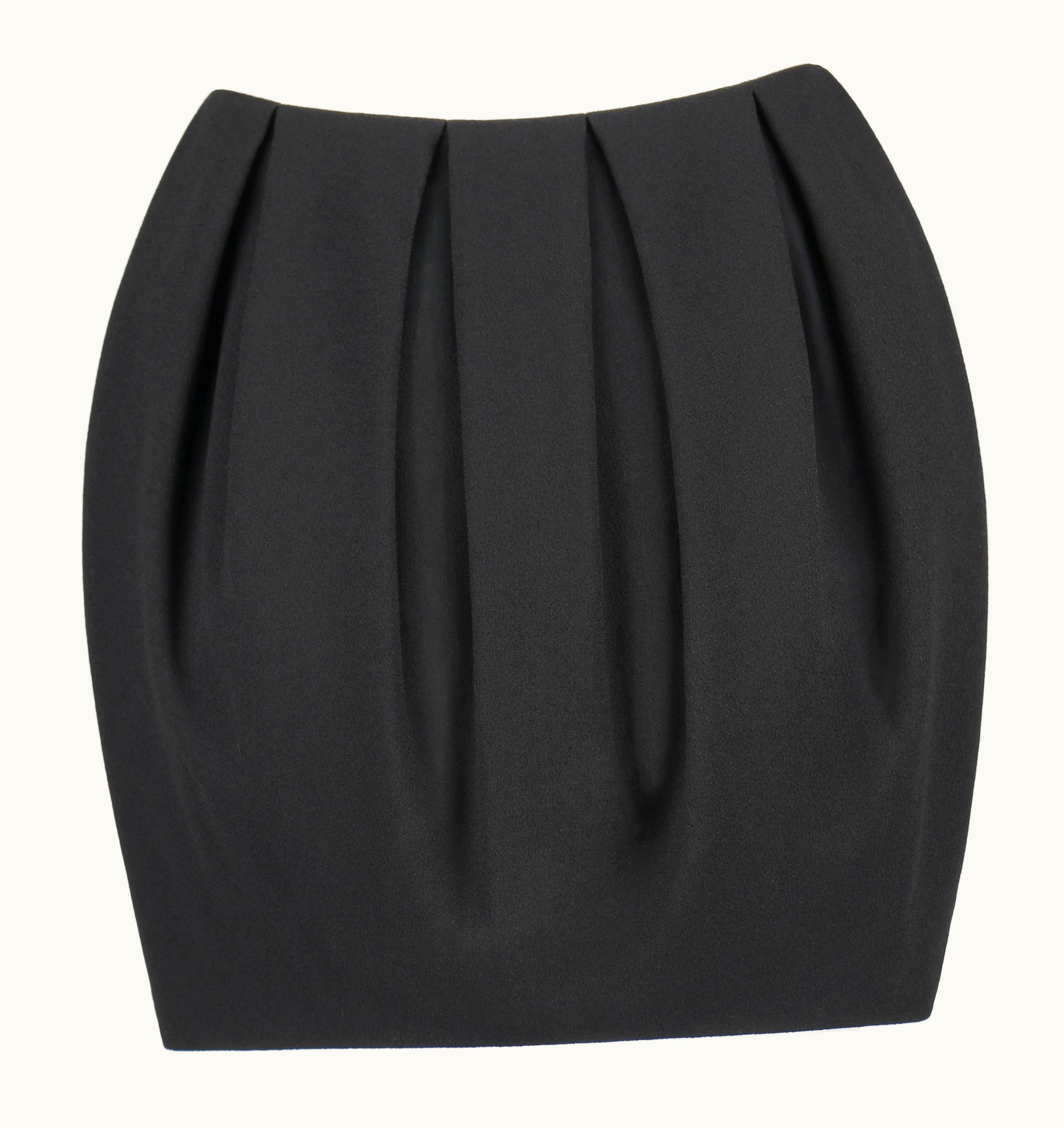 Alexander McQueen Alexander McQUEEN AW 2012 Black Wool Crepe Box Pleat Mini Skirt