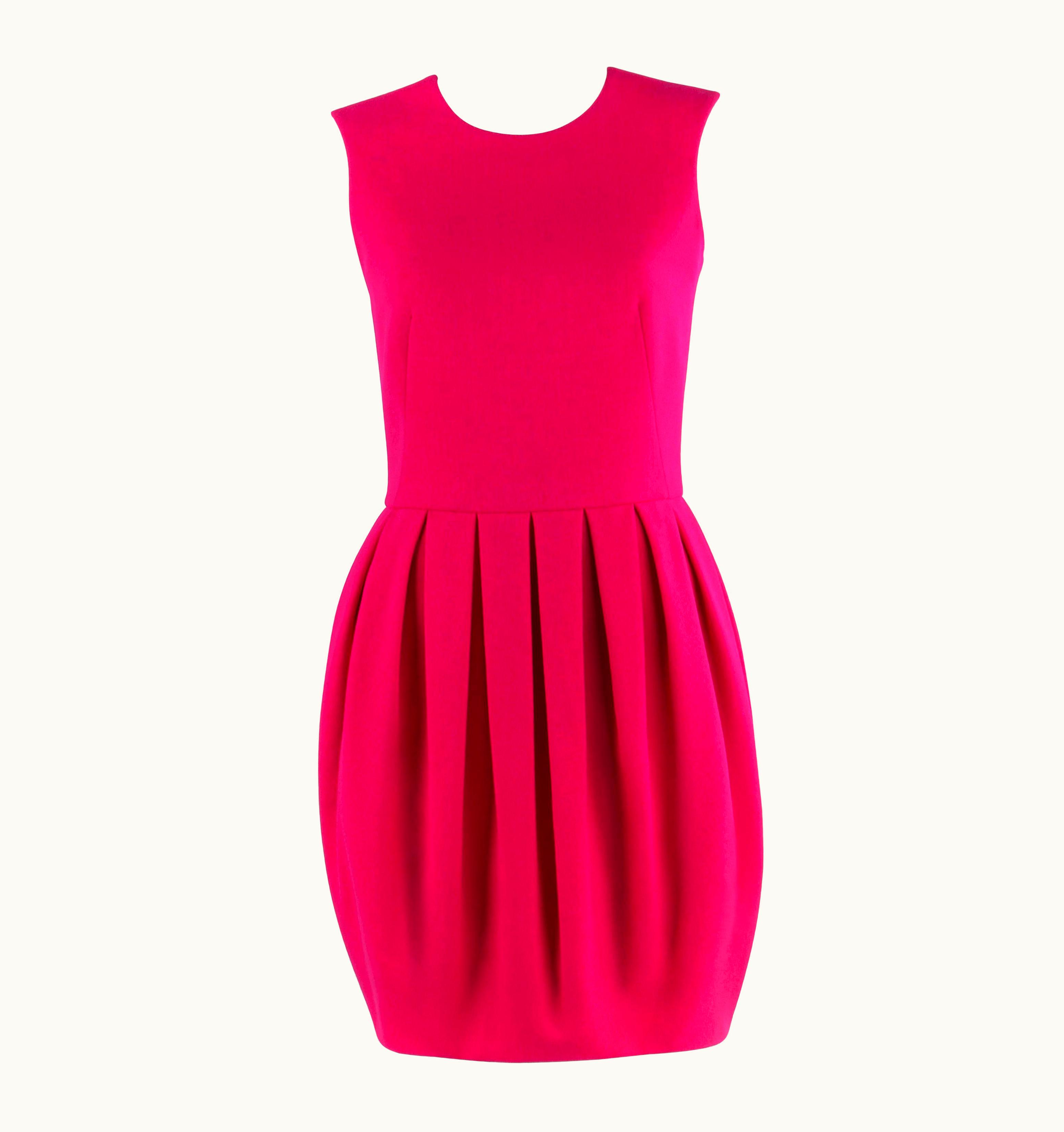 Alexander McQueen Alexander McQUEEN AW 2012 Fuchsia Pink Wool Bubble Pegged Mini Dress