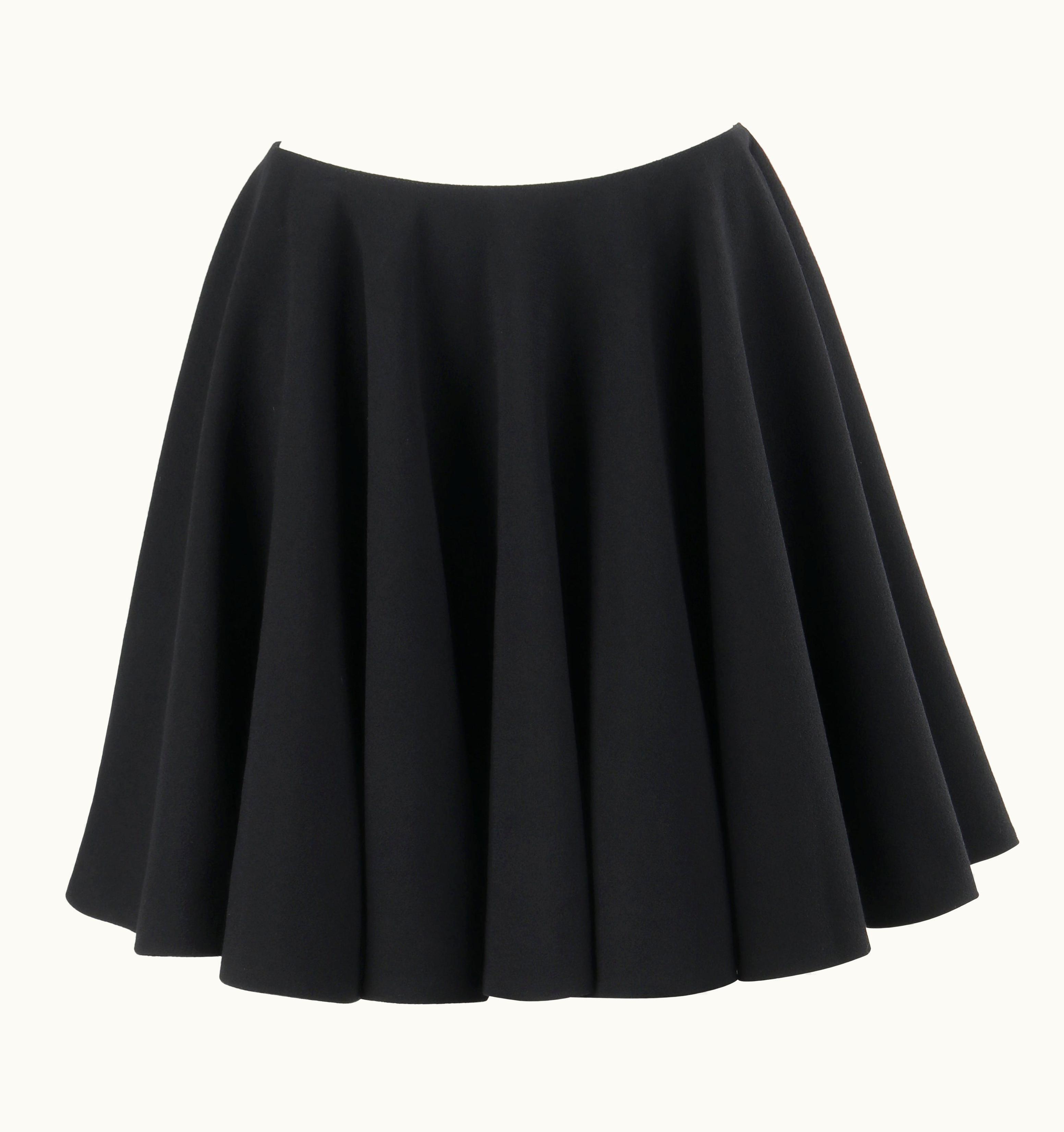 Alexander McQueen Alexander McQUEEN AW 2012 Black Wool Silk Above-The-Knee Full Circle Skirt