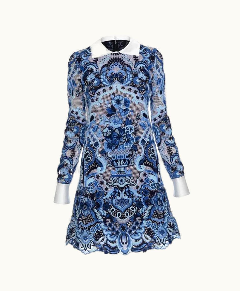 Valentino AW 2013 Valentino Blue Lace Mini Dress