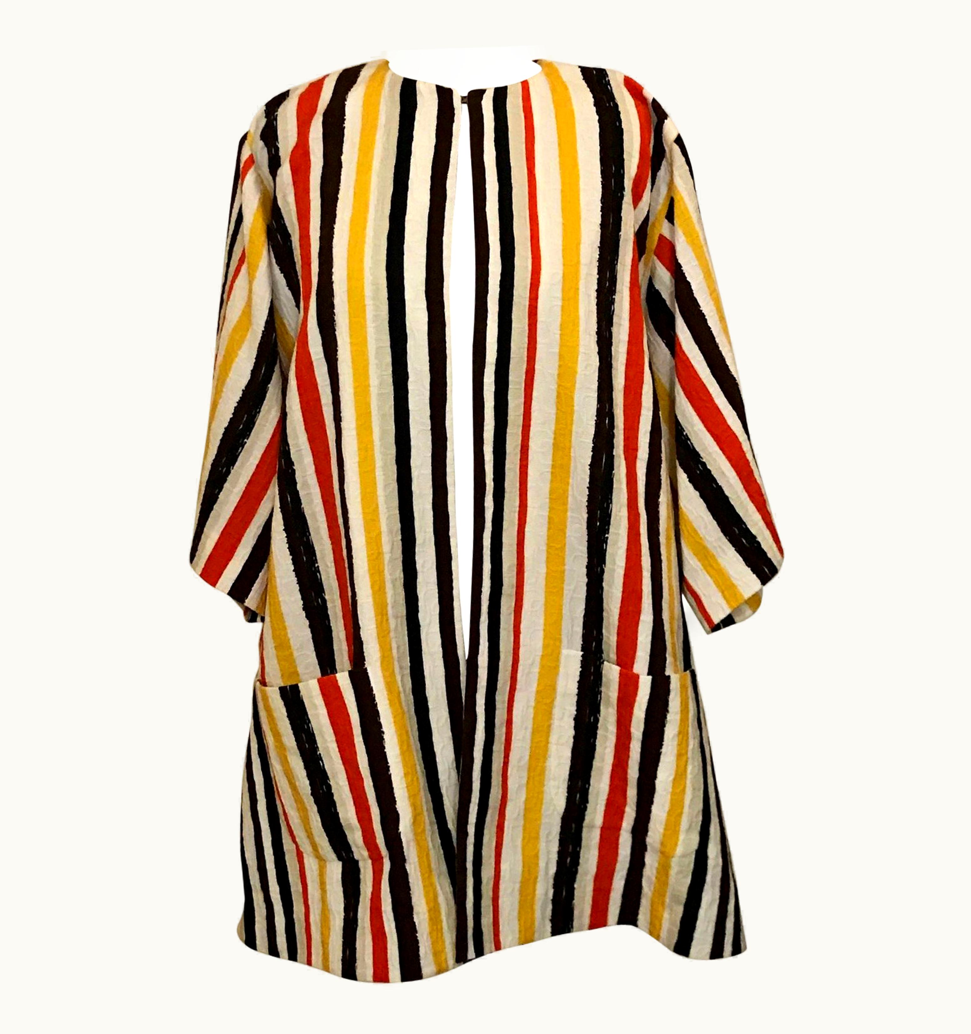 Dolce & Gabbana Dolce & Gabbana Runway Yellow And White Striped Robe Coat Swim Coverup 2013
