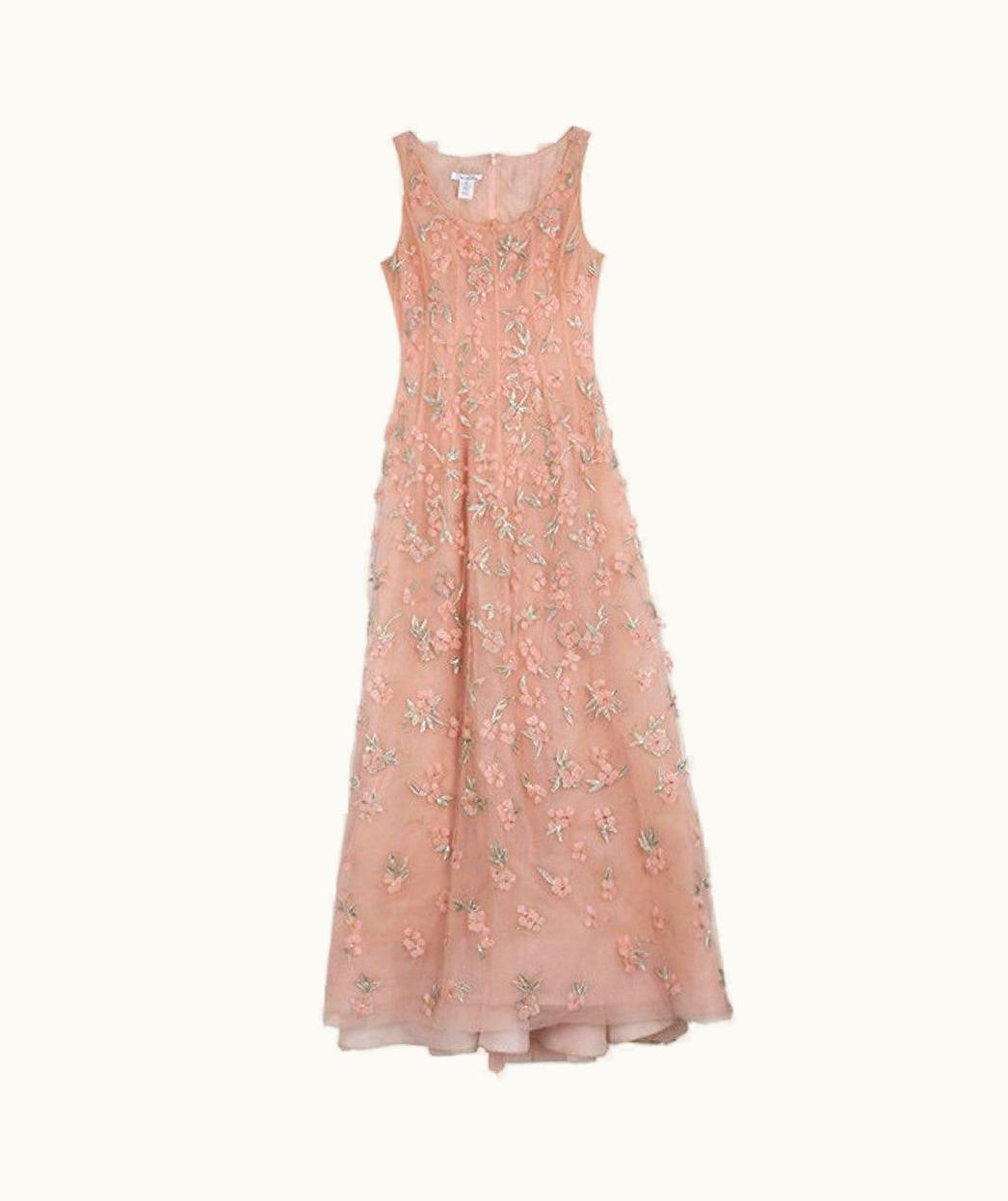 Oscar De La Renta Oscar De La Renta Pink Floral Embellished Evening Gown Spring 2013 UZ0603478