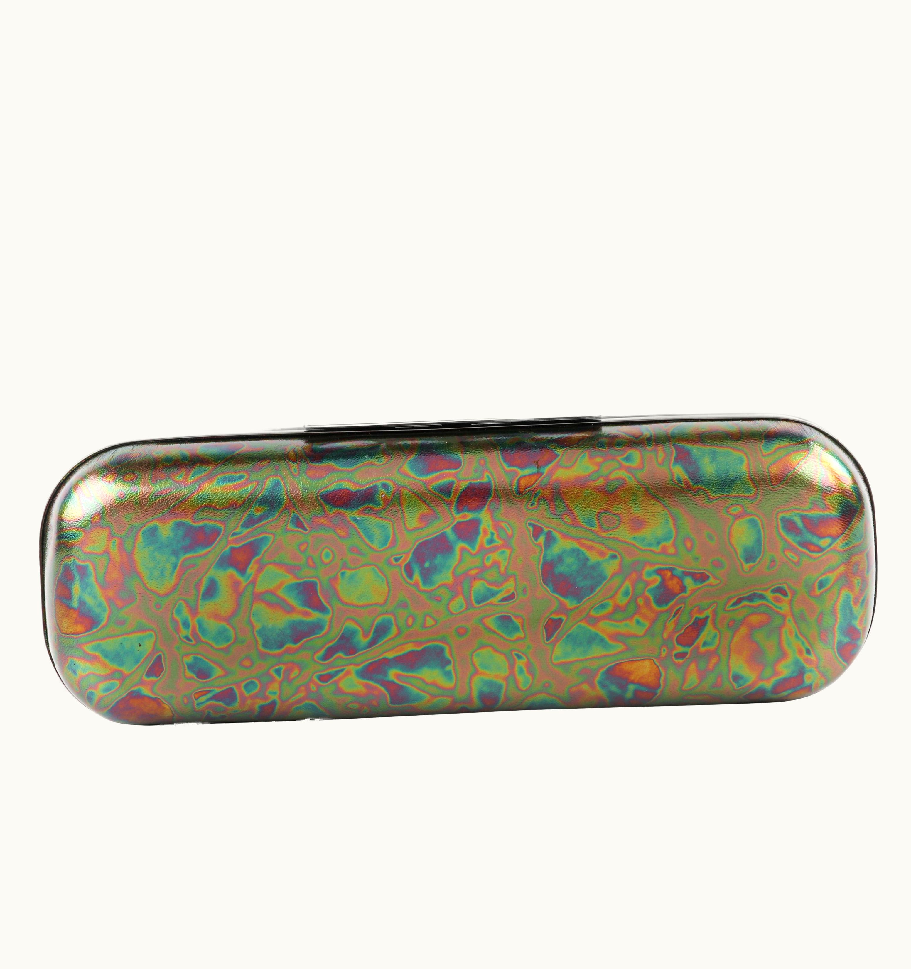 Alexander McQueen Alexander McQUEEN C.2013 Metallic Oil Slick Leather Knuckle Ring Duster Clutch