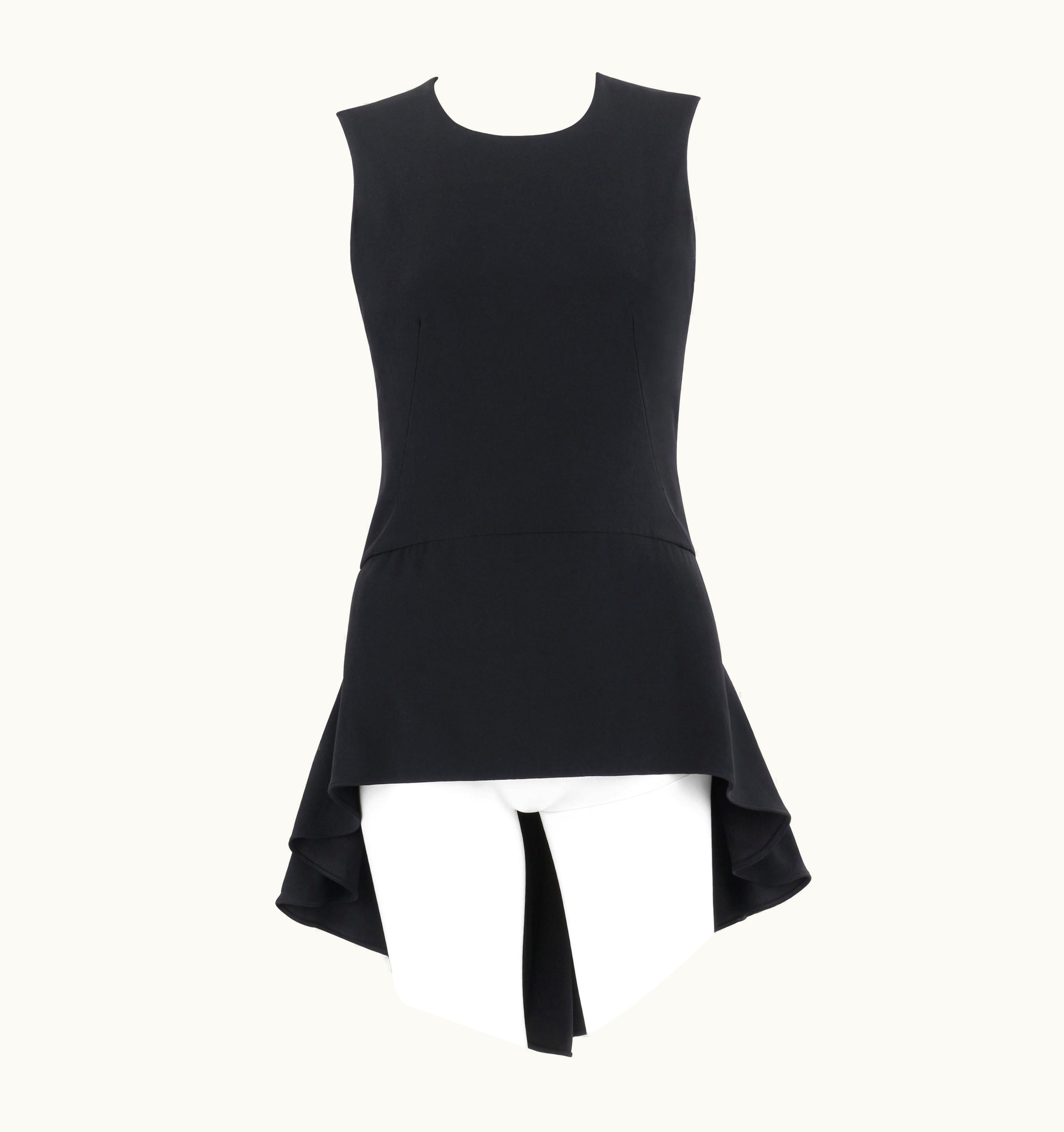 Alexander McQueen Alexander McQUEEN C.2013 Black Silk Draped High Low Peplum Tank Top