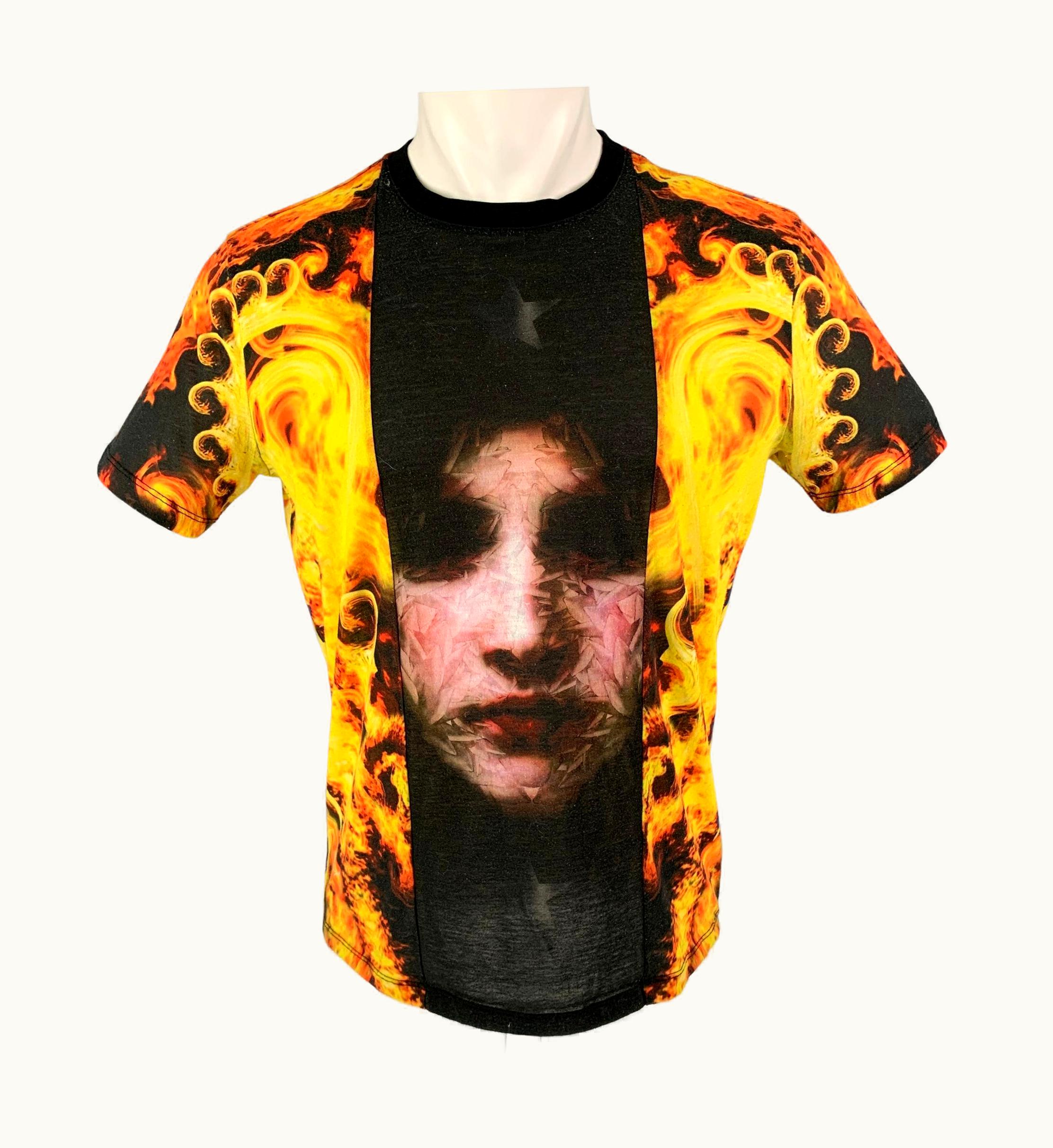 Givenchy Givenchy Pre-Spring 2014 Black Yellow Orange Polyester Applique T-Shirt