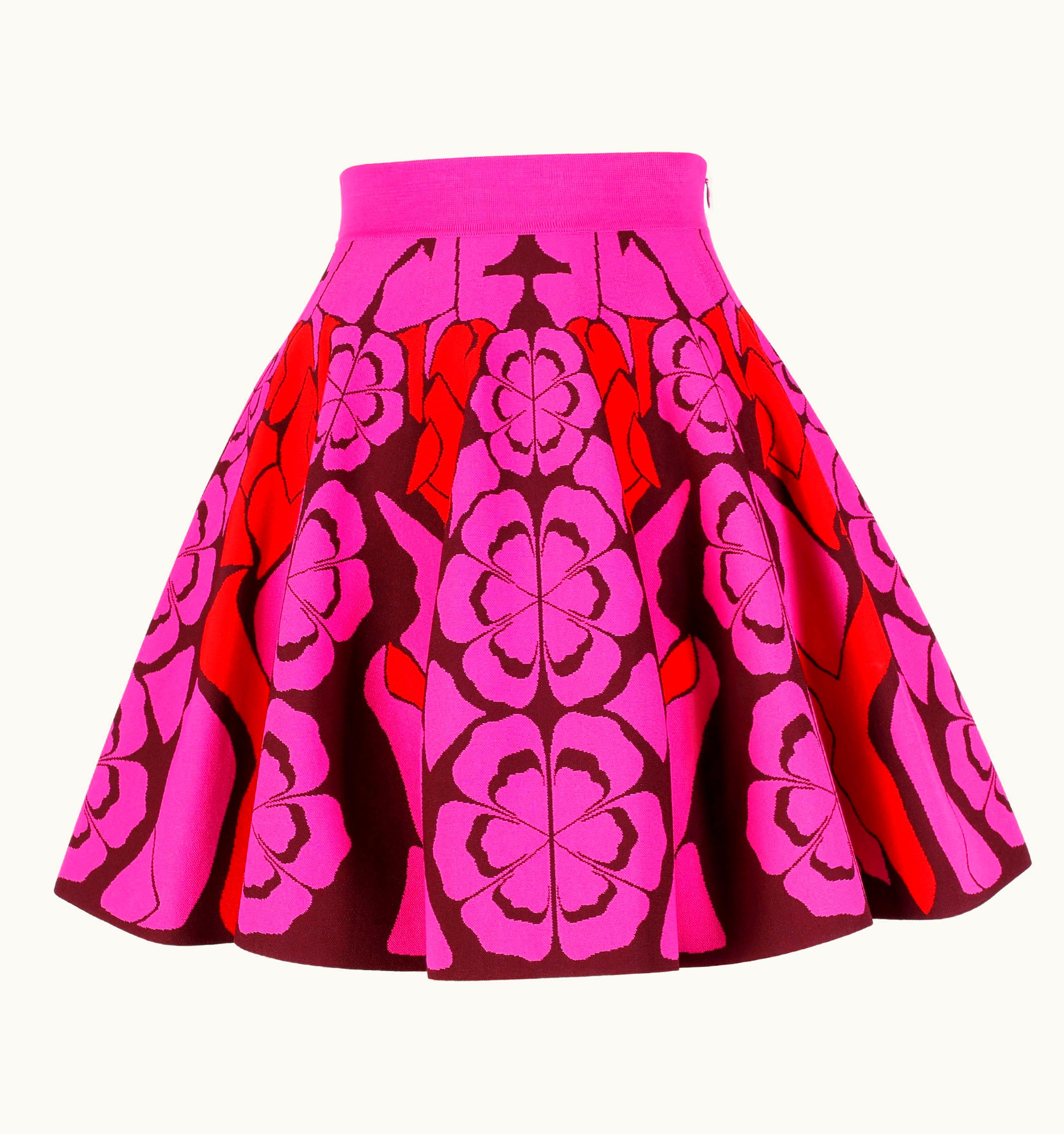 Alexander McQueen Alexander McQueen Resort 2015 Flower Kaleidoscope Pleated Flair Mini Skirt