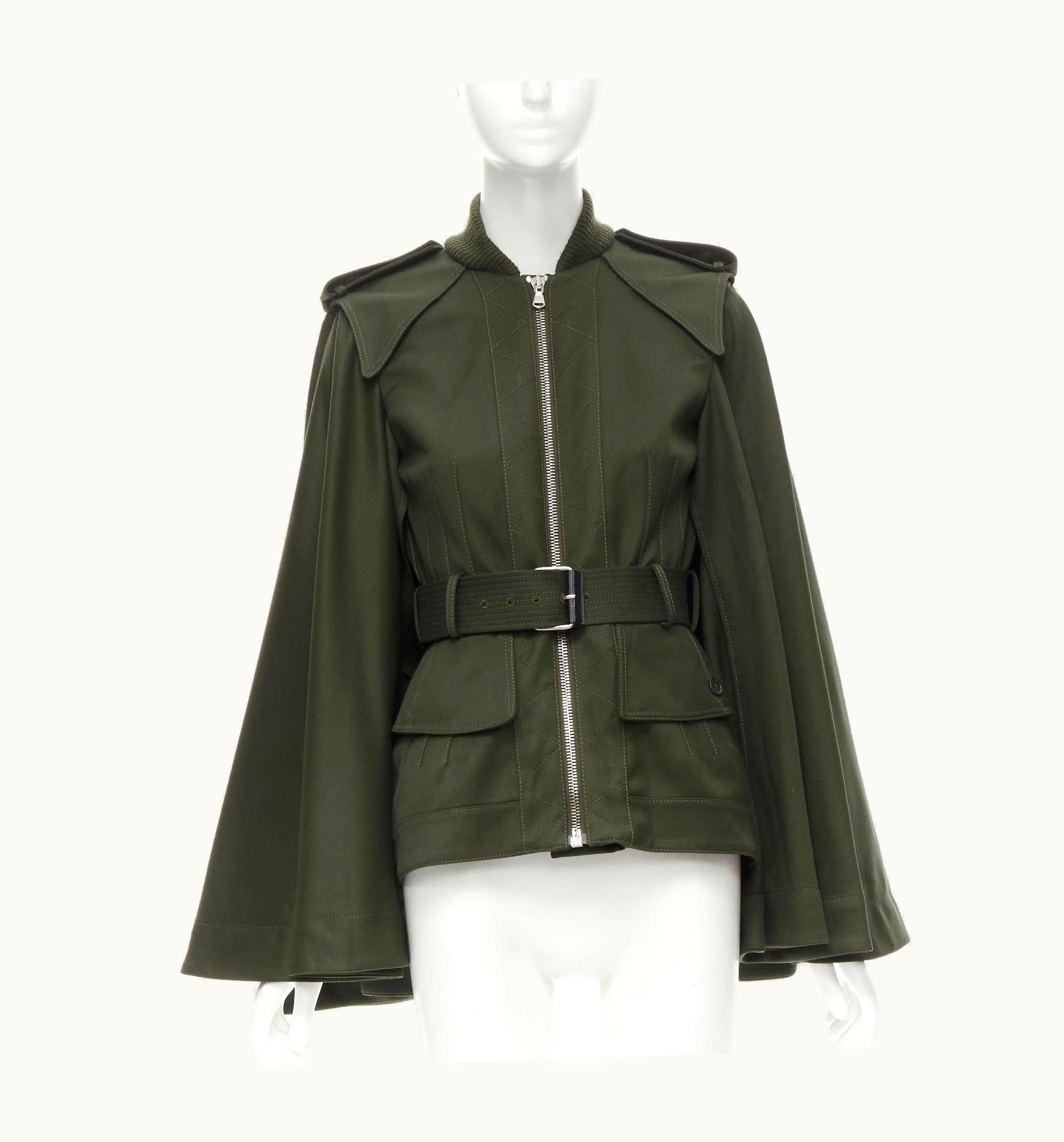 Alexander McQueen Alexander Mcqueen 2015 Khaki Green Belted Military Cape Jacket UZ0603522