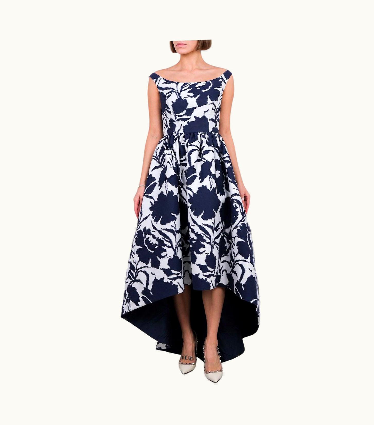 Oscar De La Renta 2015 Oscar De La Renta Floral Print Evening Dress With Asymmetric Hem UZ0603528