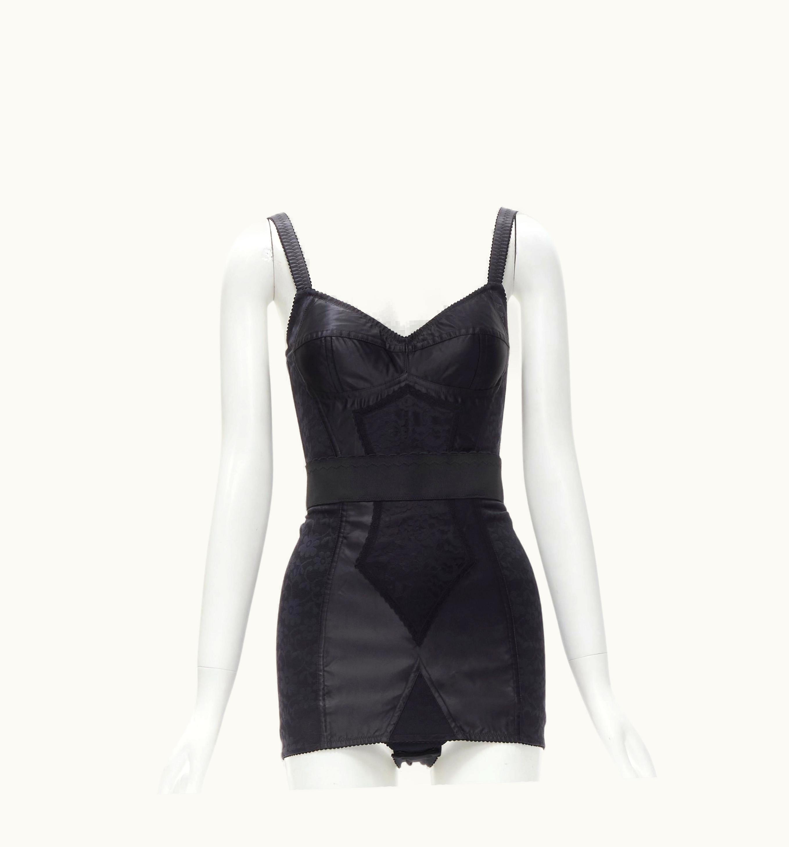Dolce & Gabbana Dolce Gabbana 2015 Runway Iconic Black Lace Corset Bustier Mini Dress