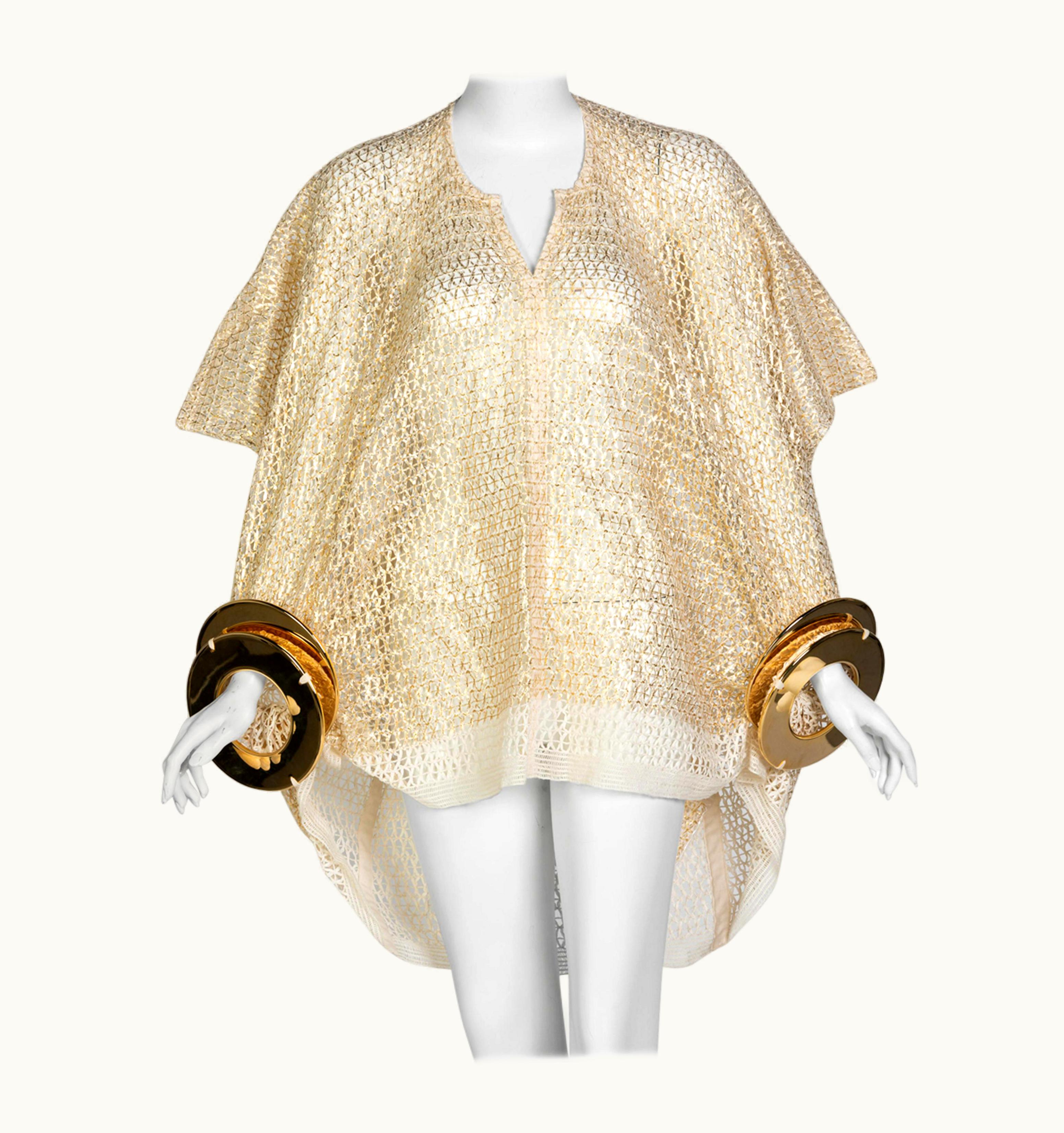 Comme Des Garçons Junya Watanabe Comme Des Garcons Open Knit Gold Bracelet Top 2016
