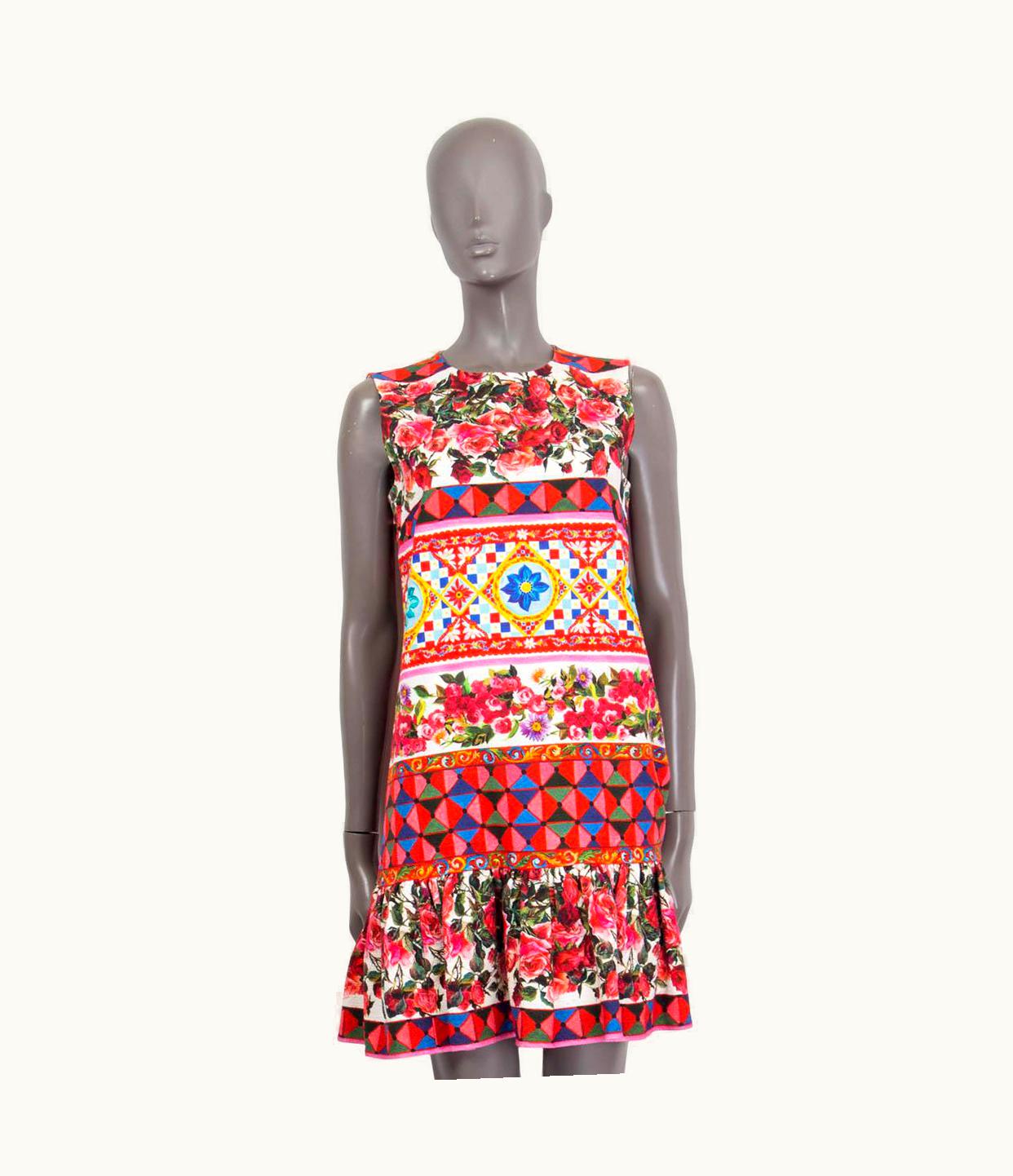 Dolce & Gabbana Pink Cotton 2017 Mambo Print Flounce Dress
