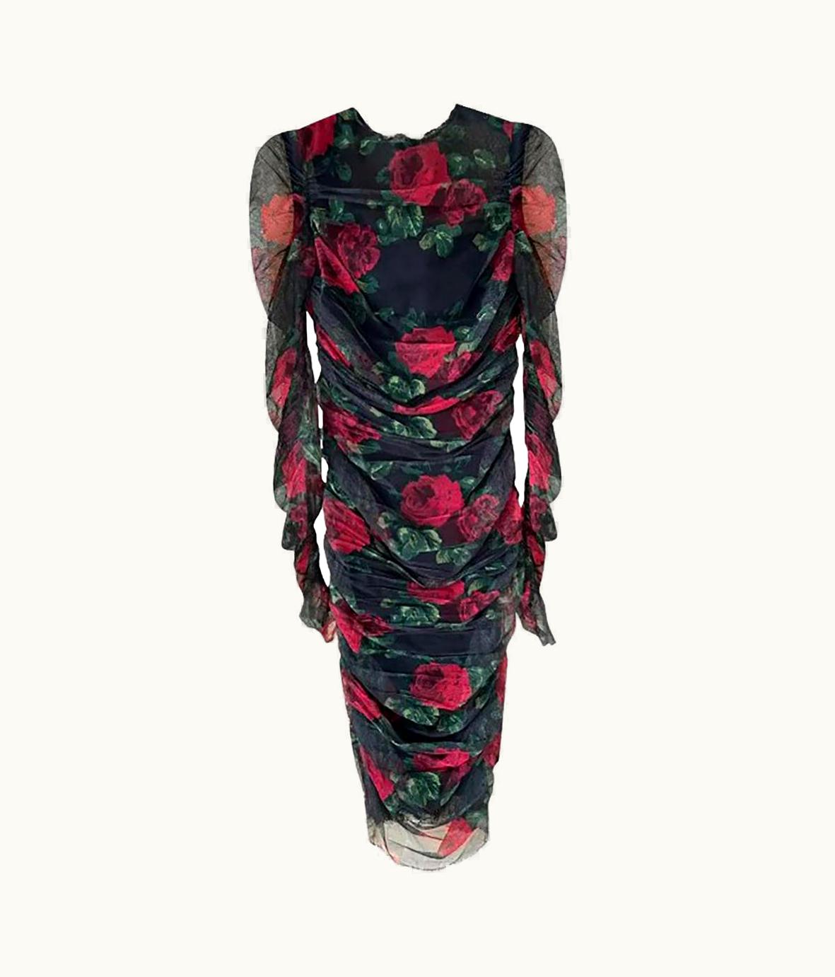 Dolce & Gabbana AW 2017 Dolce&Gabbana Black Floral Print Bodycon Dress