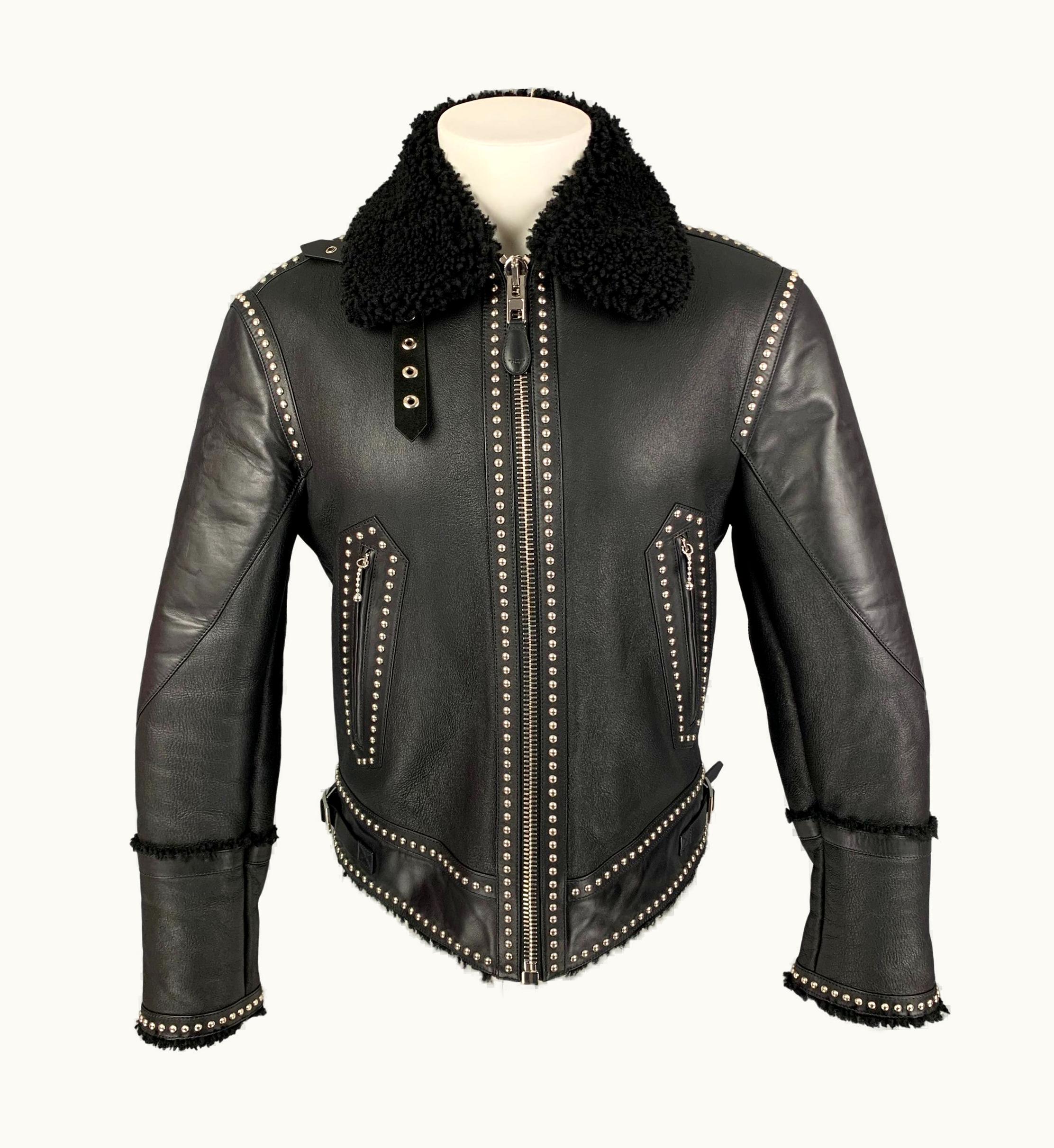 Givenchy By Ricardo Tisci AW 2017 Black Silver Studded Leather Jacket