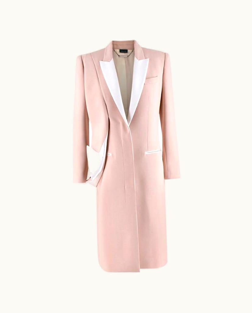 Alexander McQueen Pink Wool & Silk Drop Lapel Coat