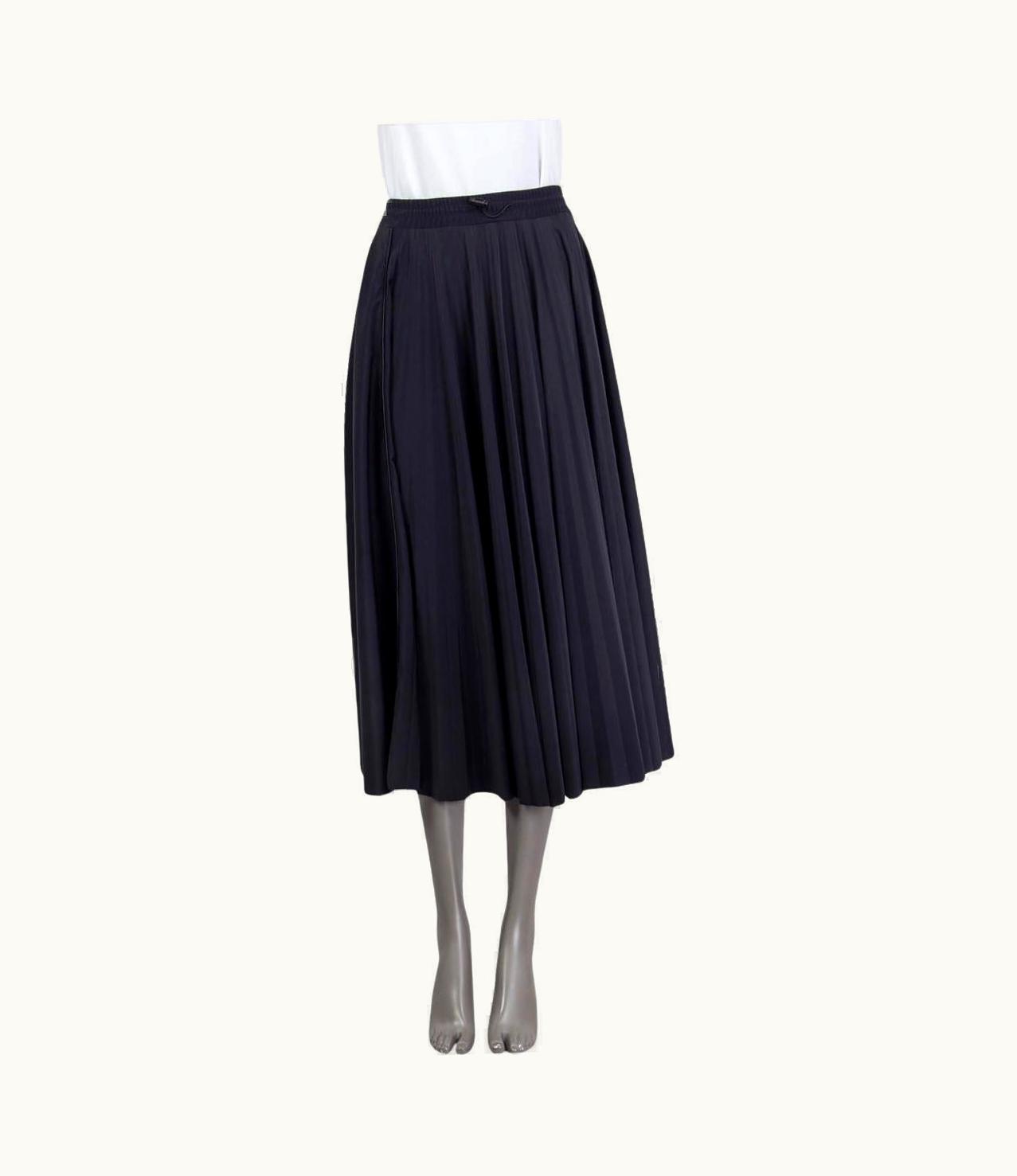 Valentino Black Polyamide 2018 Vltn Pleated Midi Skirt