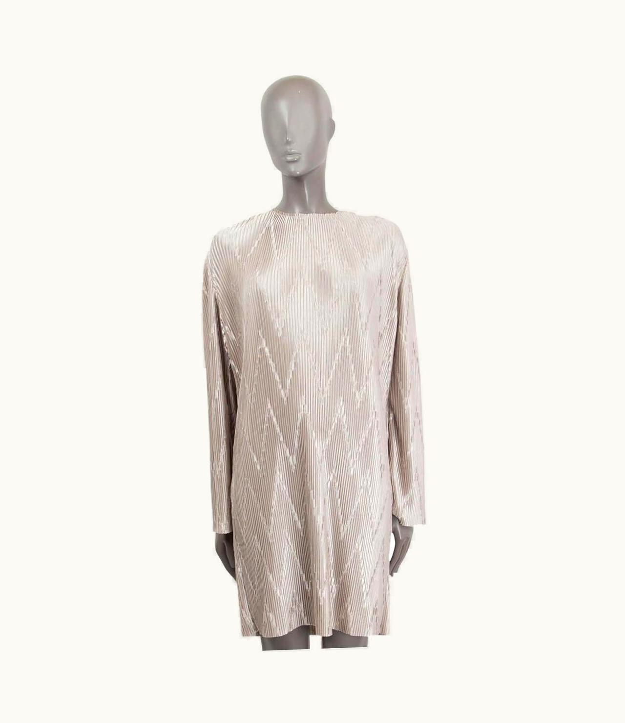 Givenchy Silver 2019 Zigzag Plisse Pleated Cocktail Dress