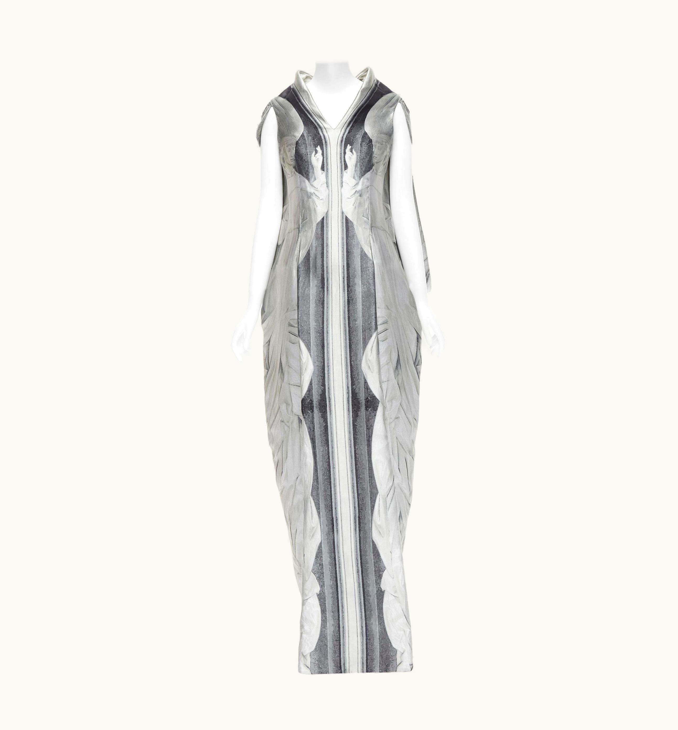 Alexander McQueen 2020 Angels Demons Runway Jacquard Draped Gown