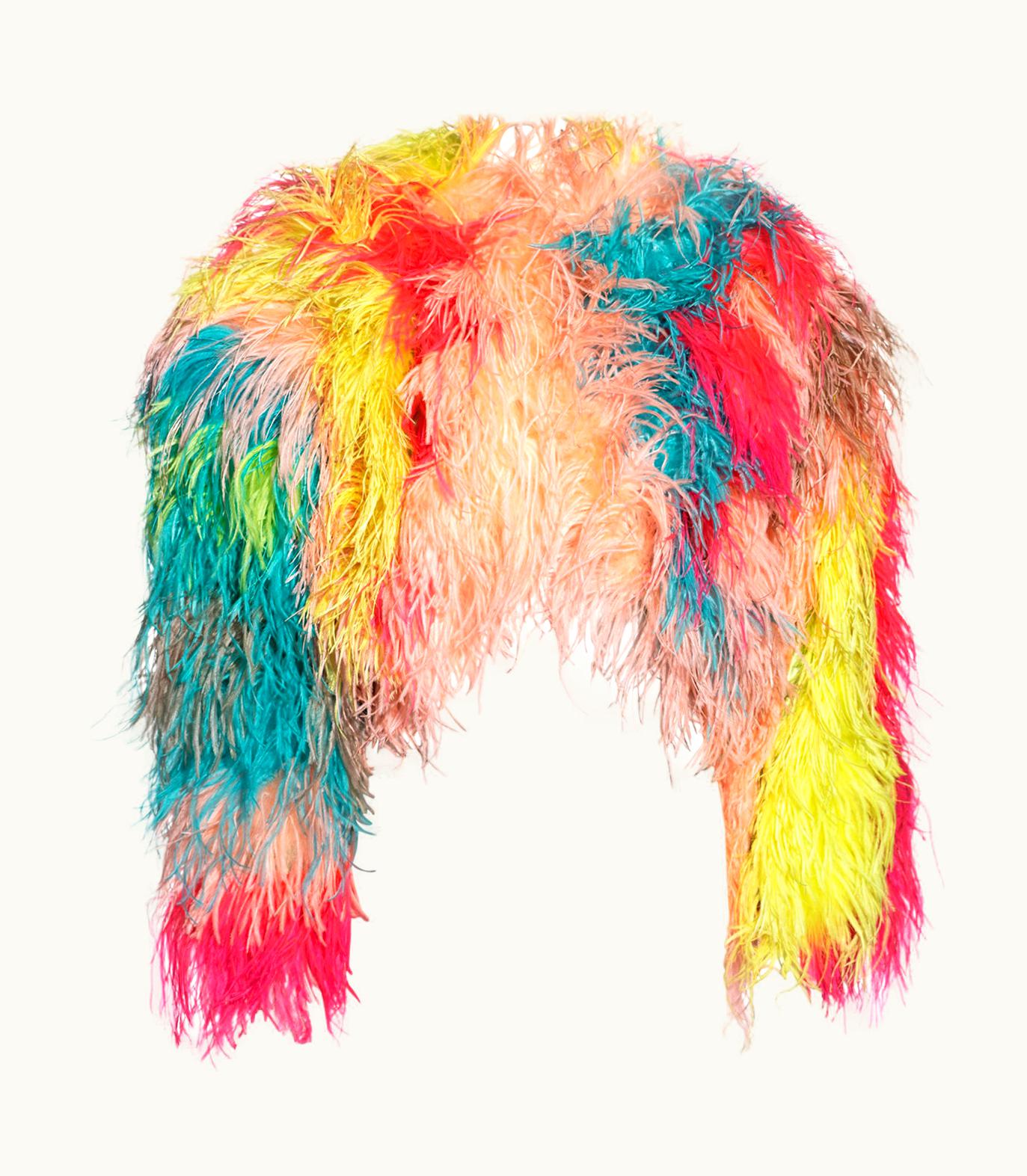 Dolce & Gabbana Multicoloured Ostrich Feather-embellished Bolero Jacket, AW 2021